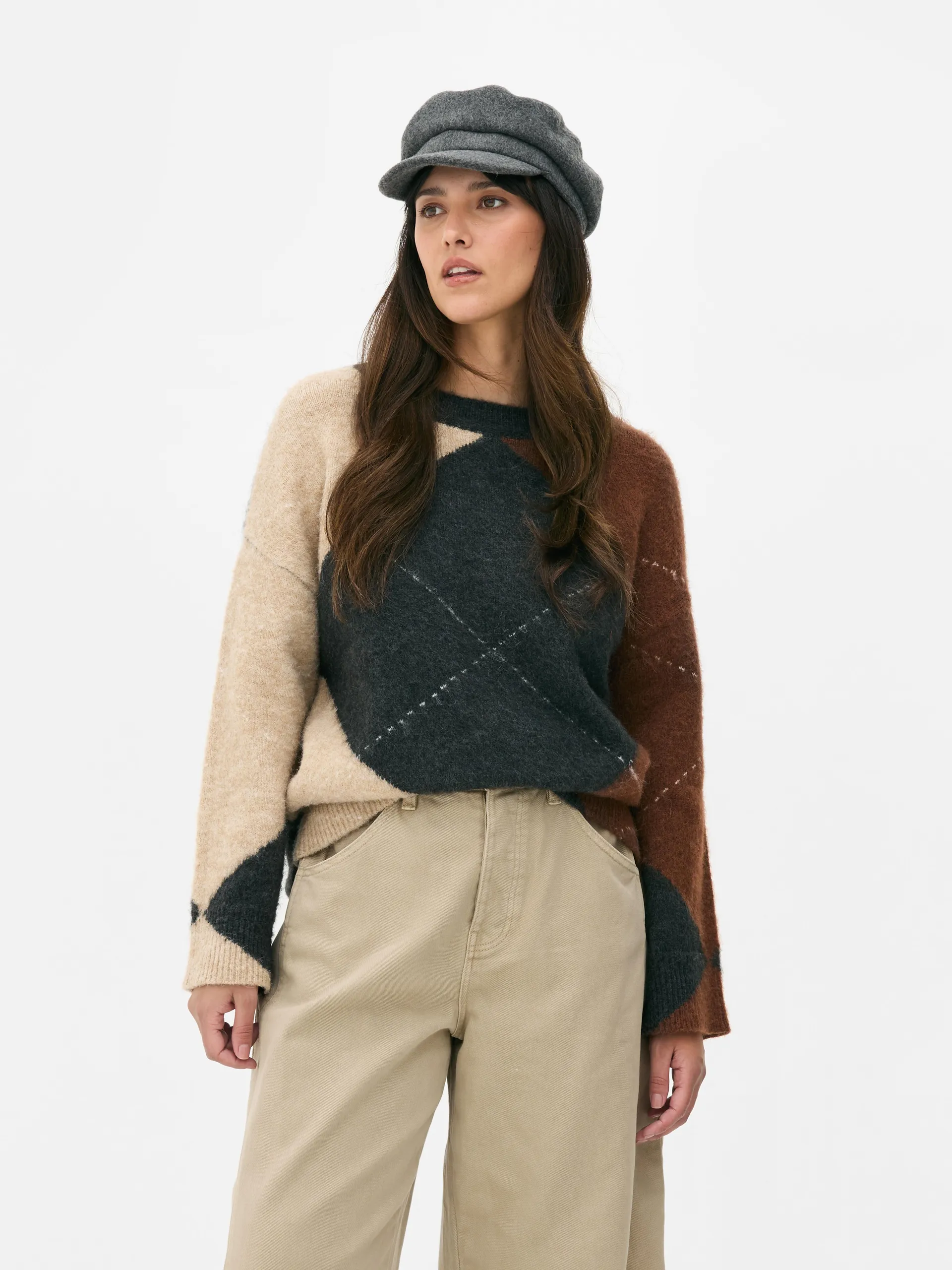 „Paula Echevarría“ Oversize-Pullover mit Argylemuster