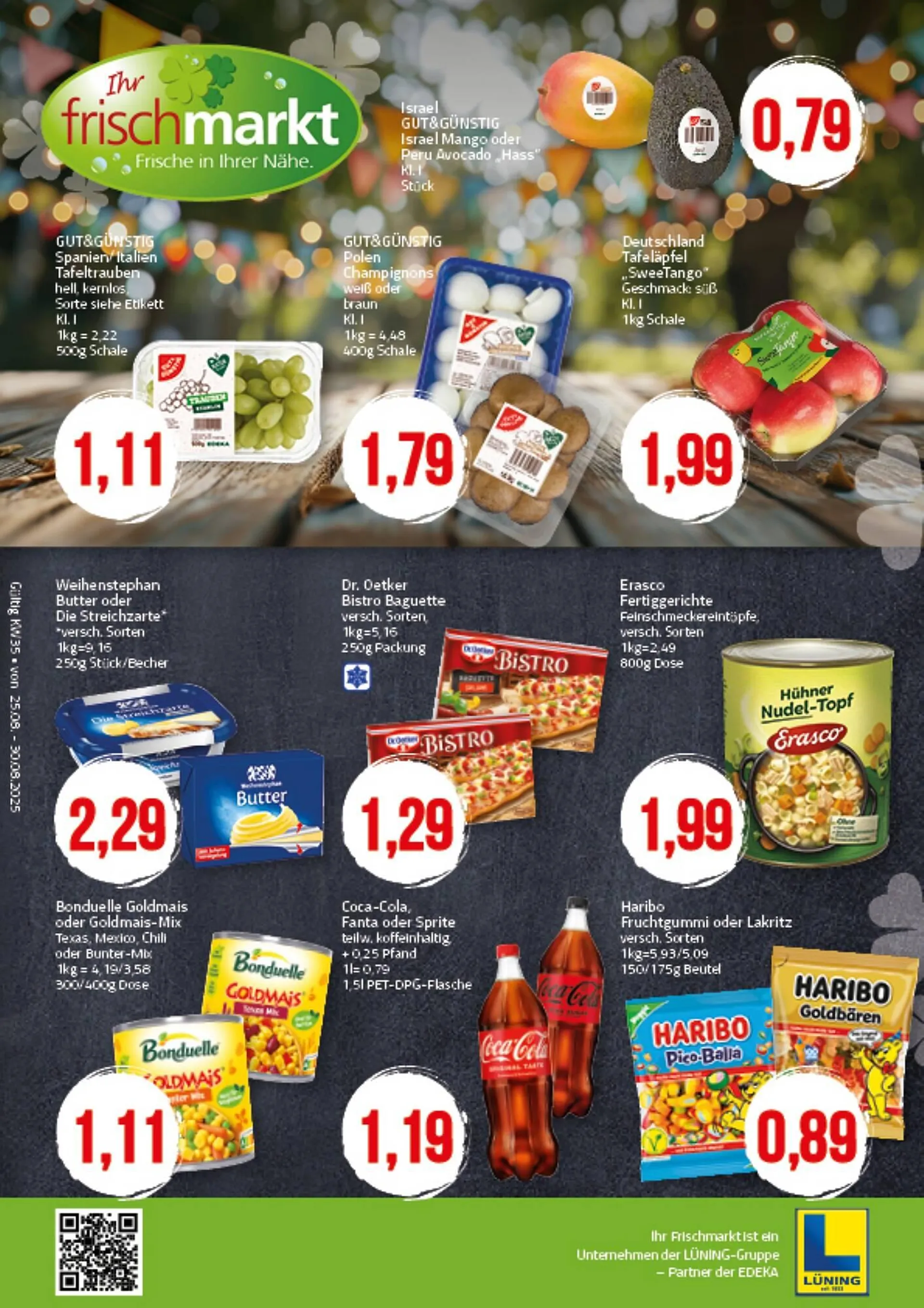 Ihr Frischmarkt Prospekt von 25. August bis 30. August 2025 - Prospekt seite 1