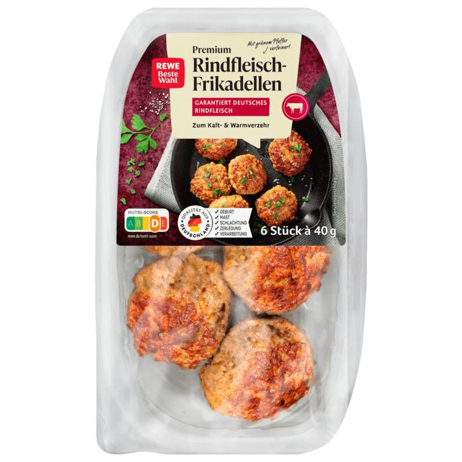 REWE Beste Wahl Premium Rindfleischfrikadellen 6x40g, 240g