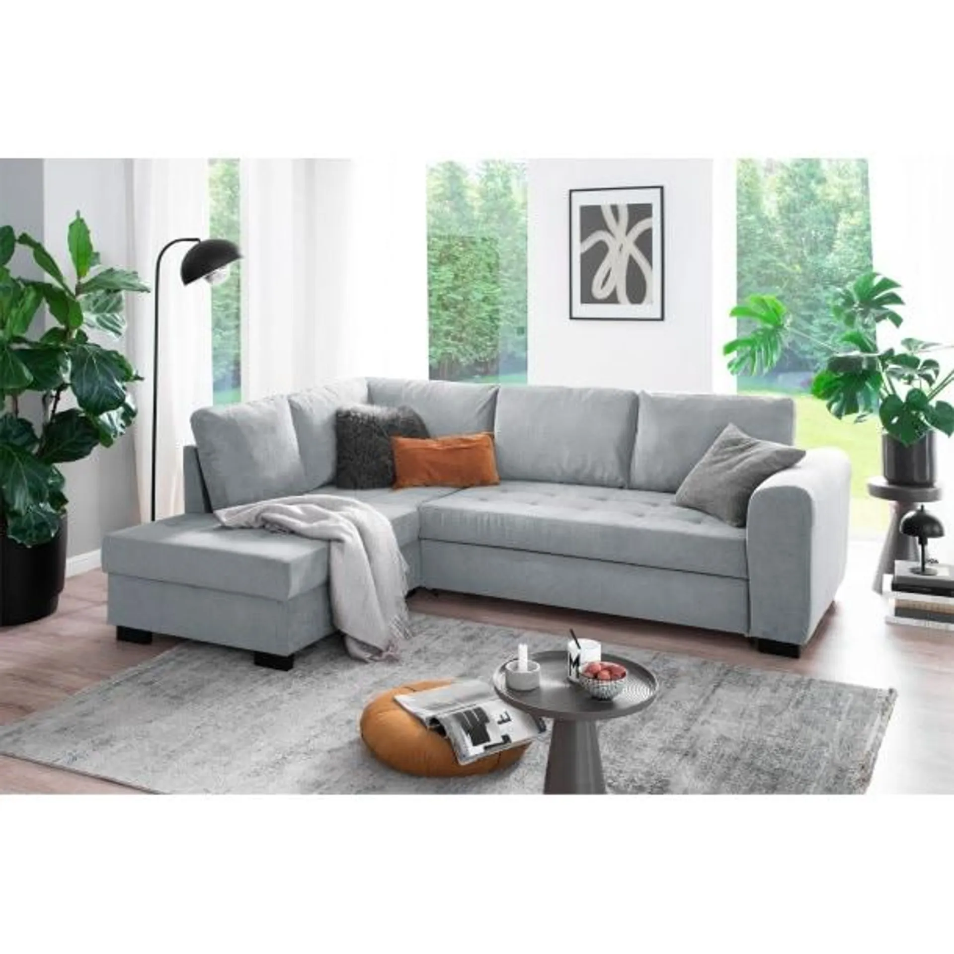 Ecksofa John 239x86x178 cm Primo light grey