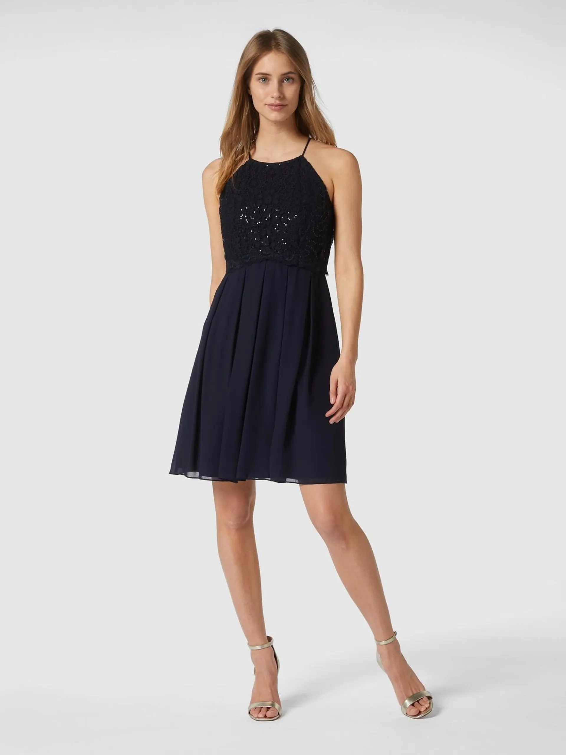 Cocktailkleid aus zartem Chiffon in marine melange