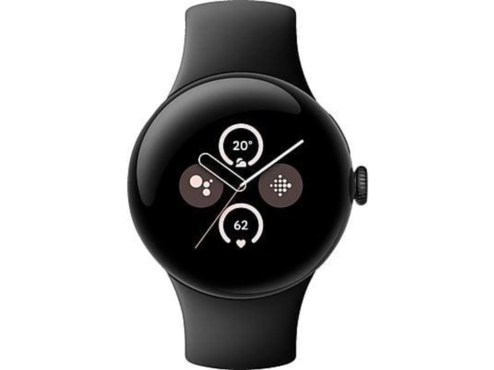 GOOGLE Pixel Watch 2 (WiFi) Smartwatch Aluminium Fluorelastomer, 130–175 mm, 165–210 mm, Matte Black/Obsidian