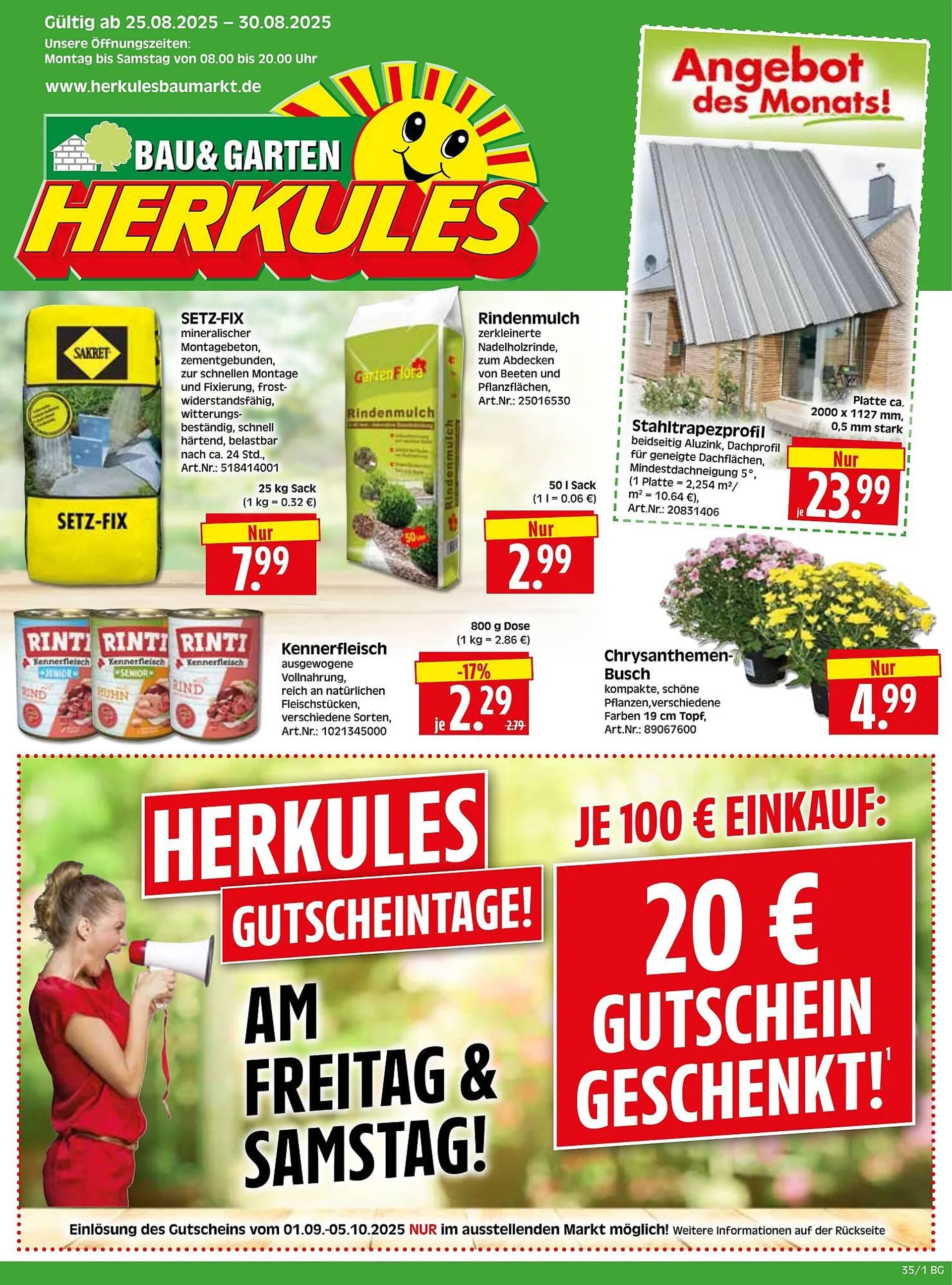 Herkules Baumarkt Prospekt von 25. August bis 30. August 2025 - Prospekt seite 1