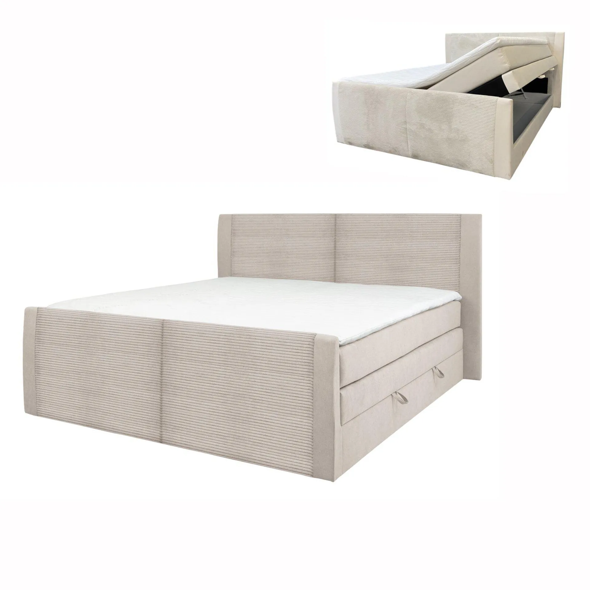 Boxspringbett - beige - H3 - Federkern - 180x200 cm