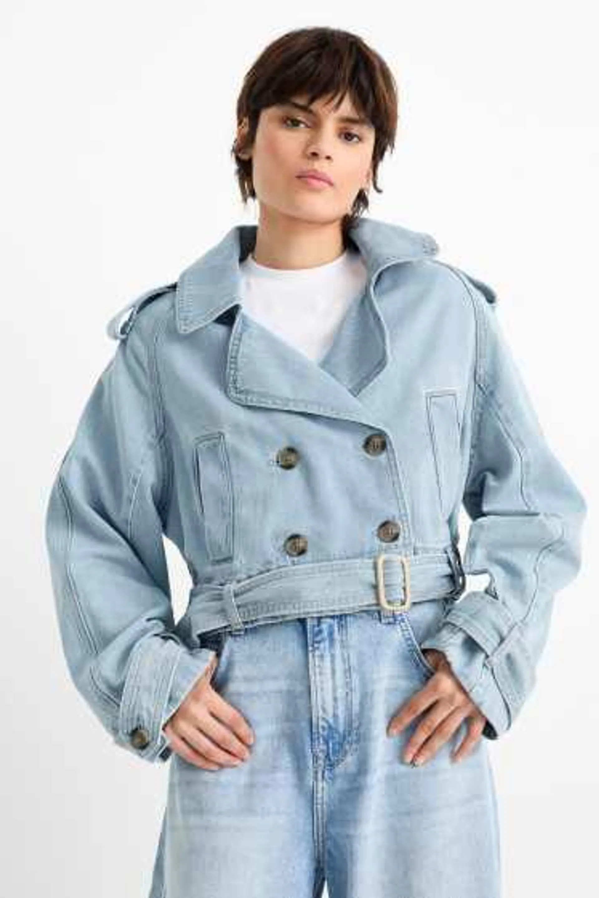 Cropped trench coat