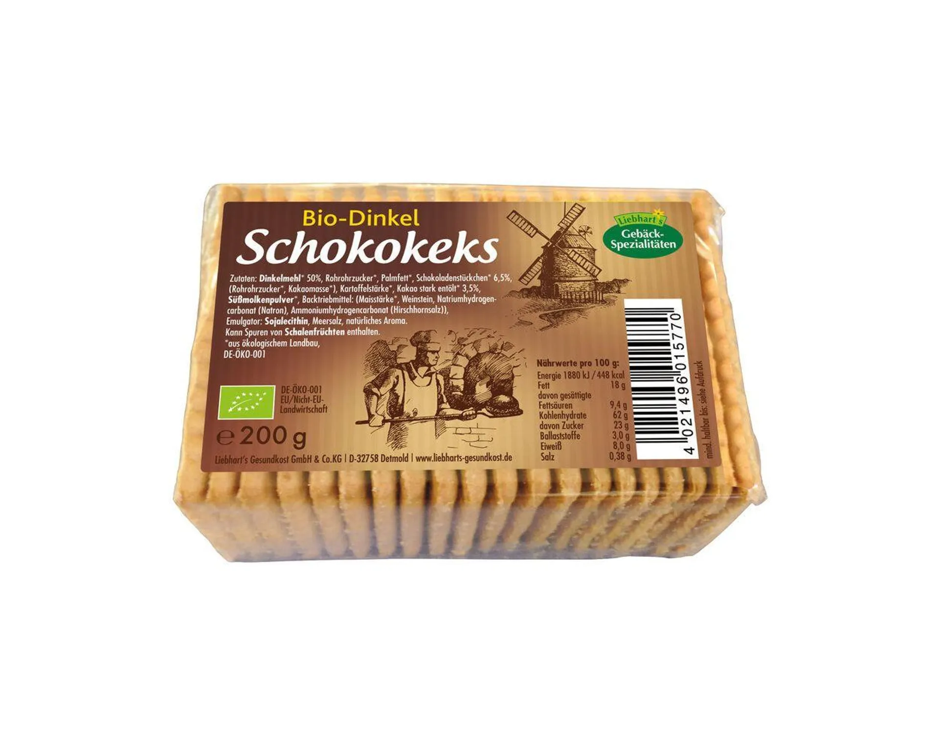 Liebharts Gesundkost Bio-Dinkel-Schokokeks 200g