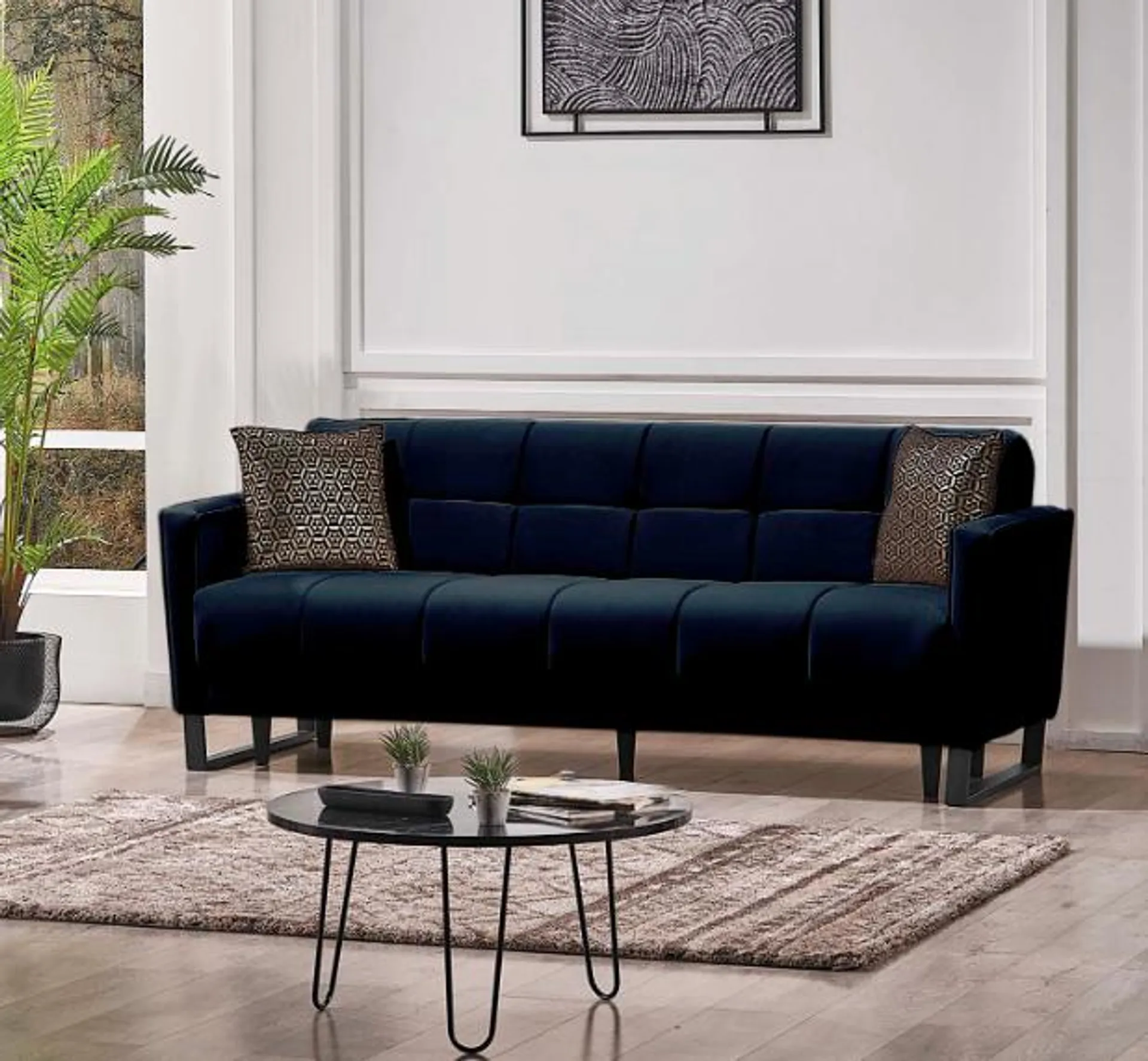 3-Sitzer Sofa ELTON von Seher Bomis Microfaser soft schwarz