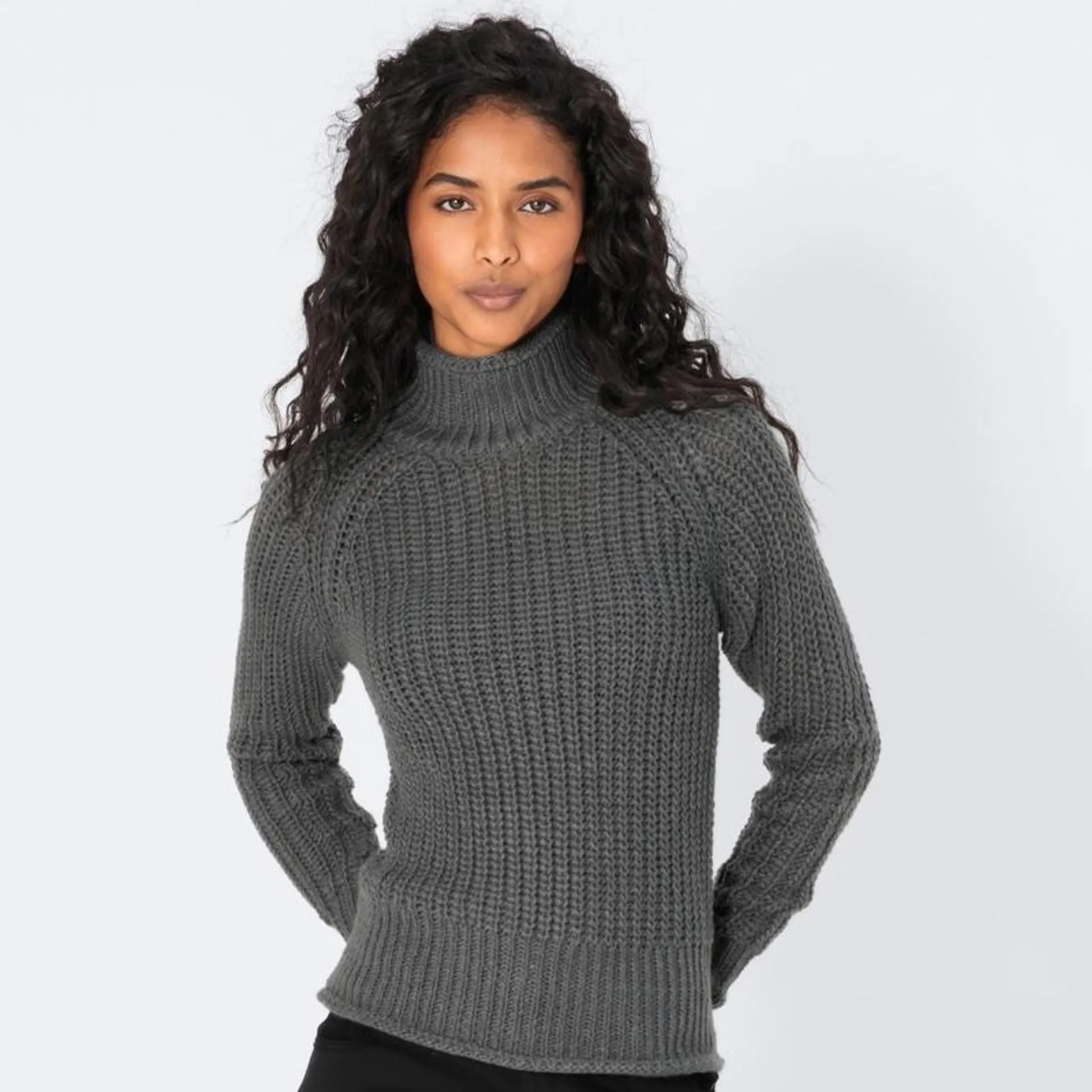 Damen-Strickpullover mit Stehbund