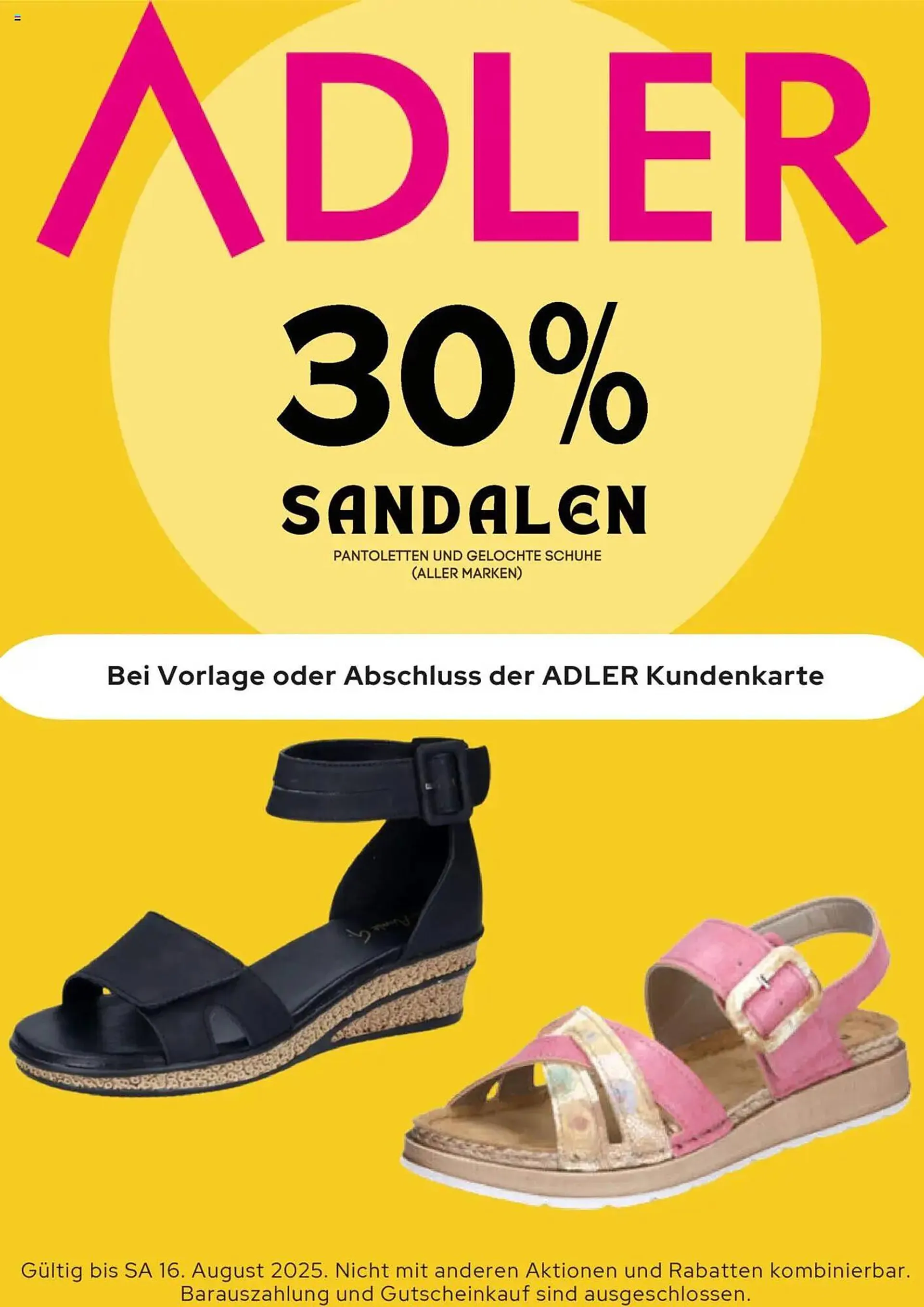 Adler Prospekt von 17. Juli bis 30. September 2025 - Prospekt seite 1