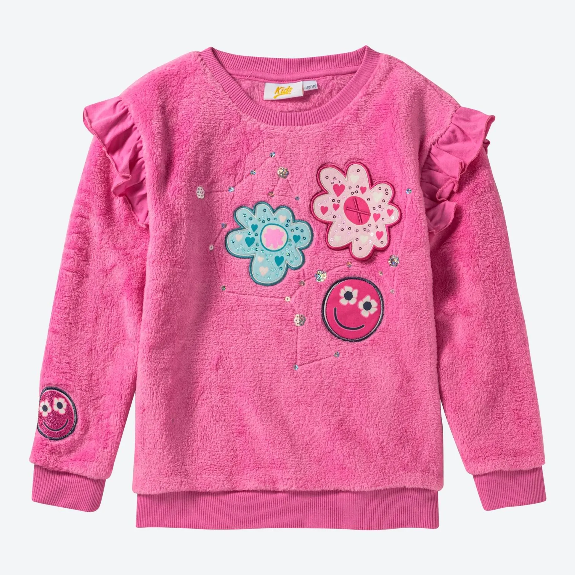 Kinder-Mädchen-Coralfleece-Shirt mit Rüschen