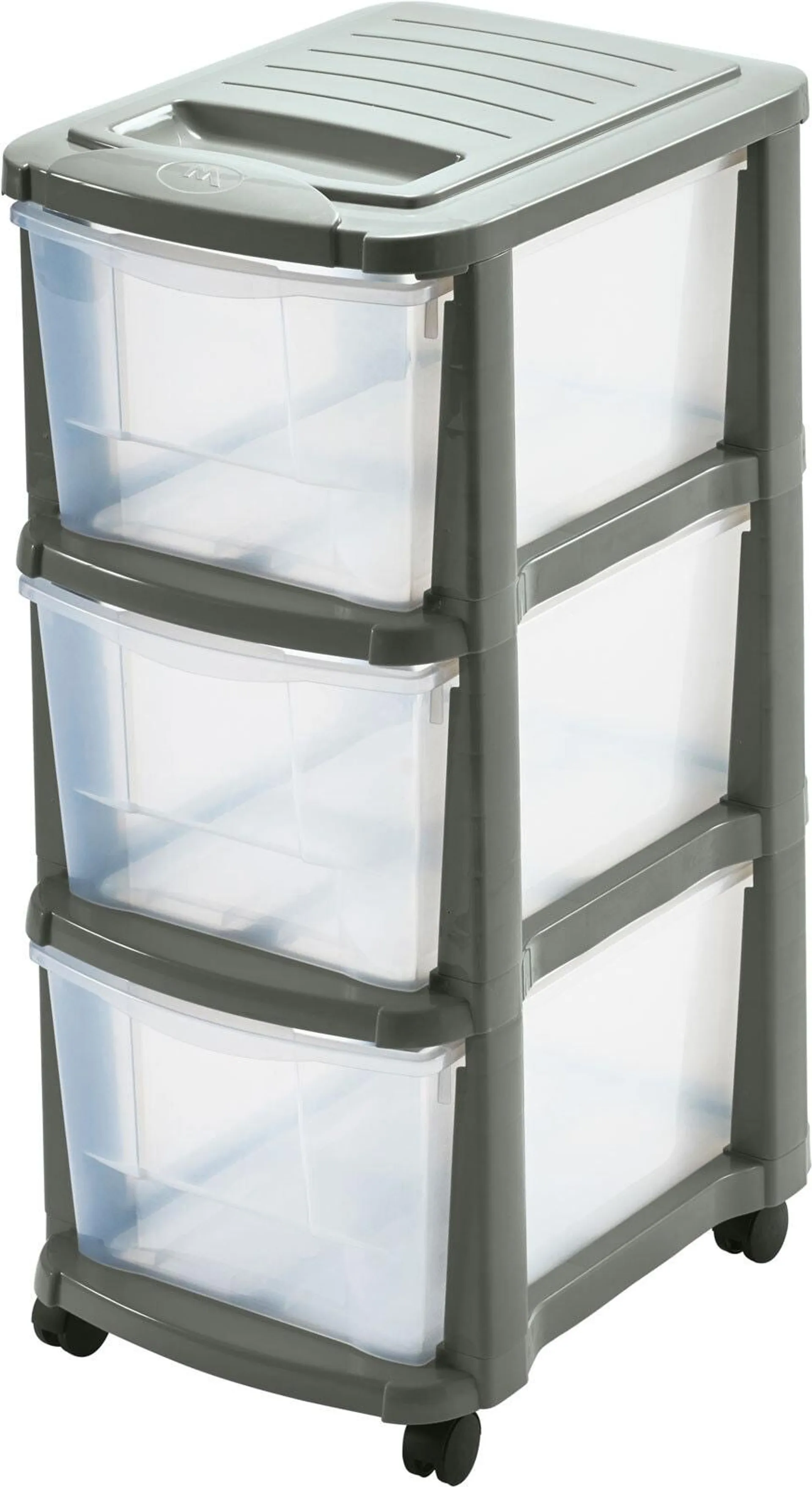 Rollcontainer Grau/Transparent 29x65x38 cm