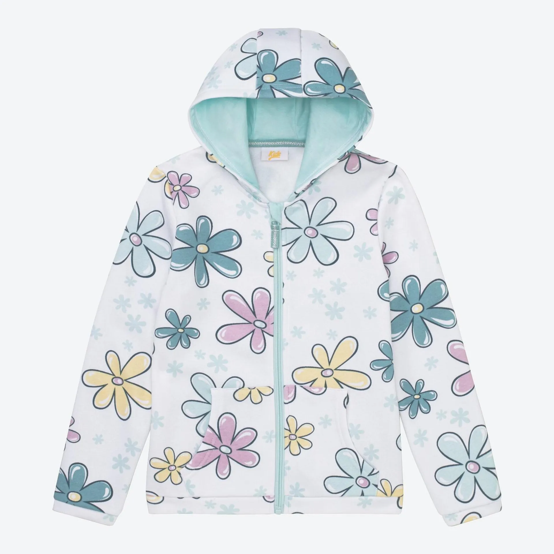 Kinder-Mädchen-Sweatjacke mit Blumenmuster