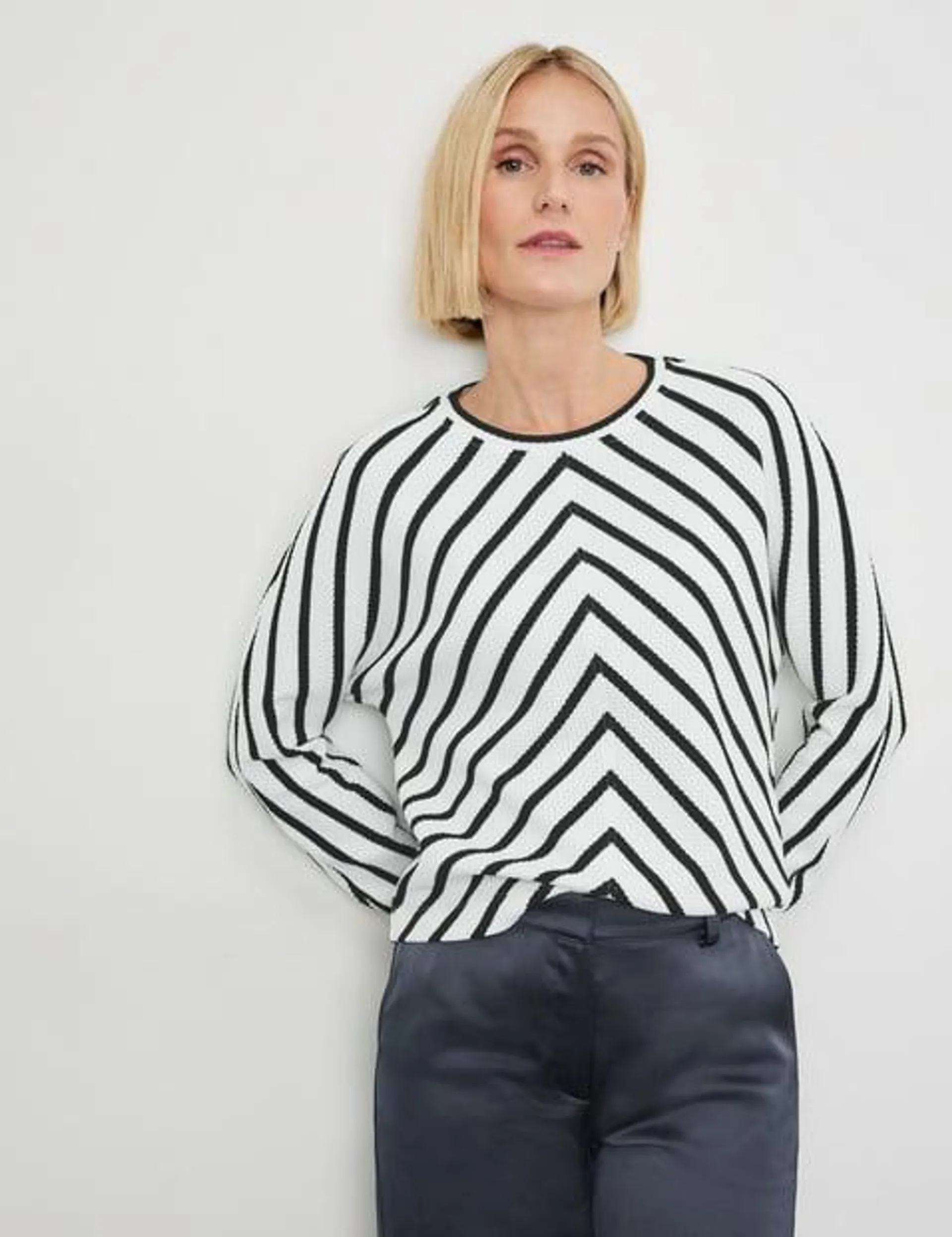 Gestreepte longsleeve met vleermuismouwen