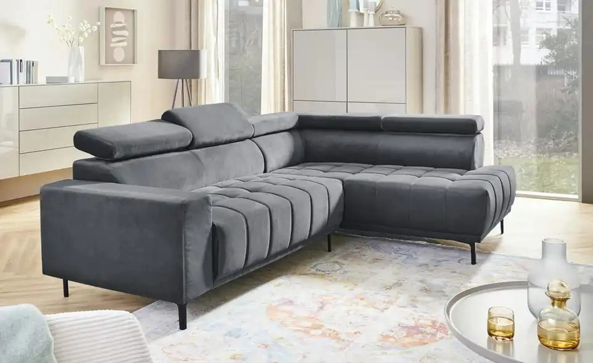 uno Ecksofa aus Mikrofaser Carrara