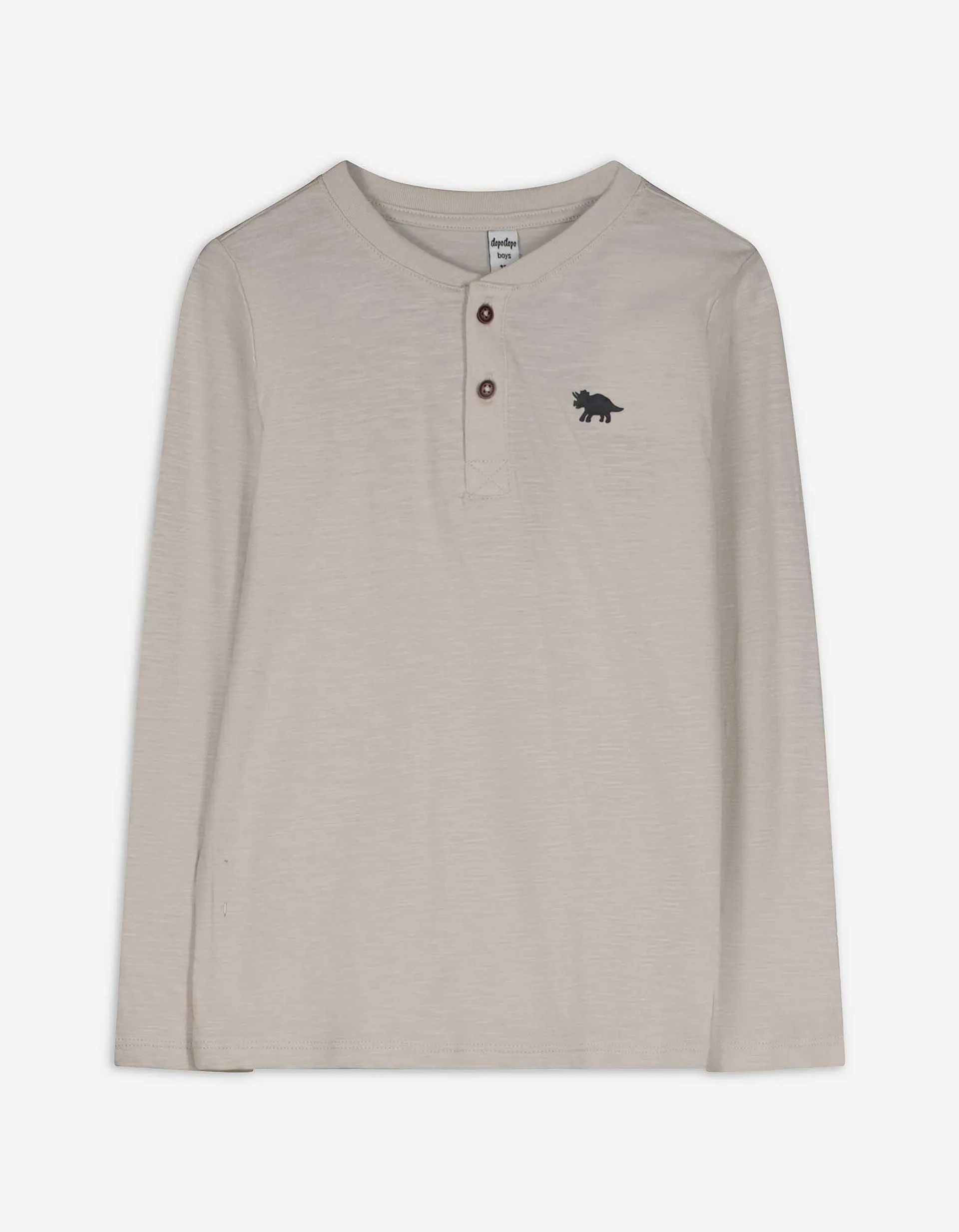 Langarmshirt - Knopfleiste - beige