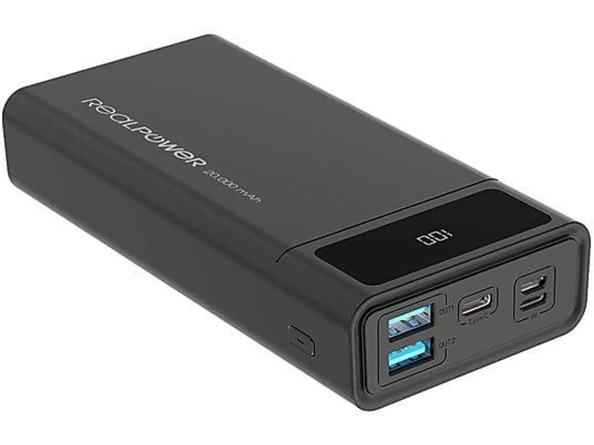 REALPOWER 306949 PB-20K PD 20.000 MAH Powerbank 20000 mAh Schwarz