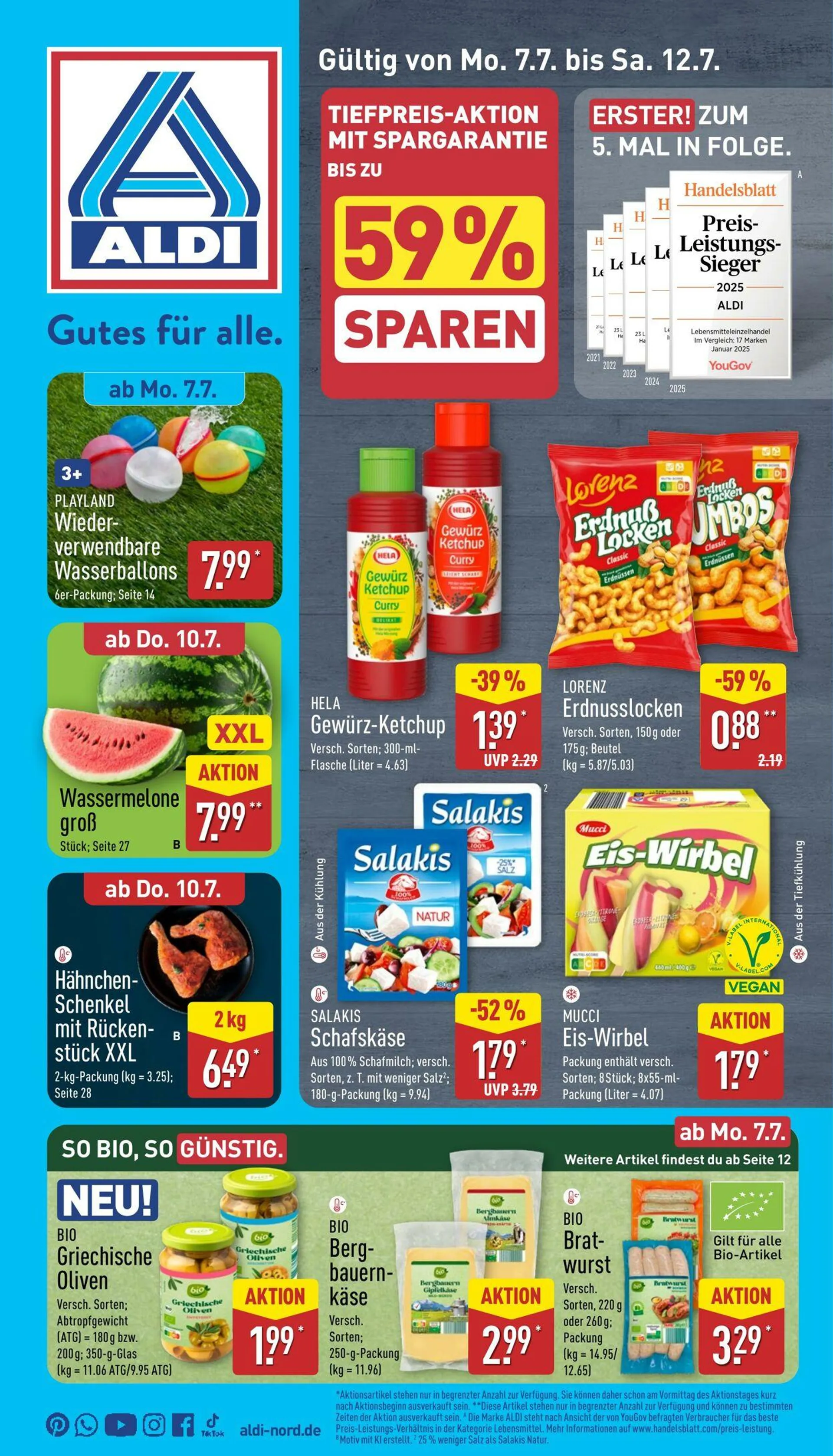 Aldi-Nord von 7. Juli bis 12. Juli 2025 - Prospekt seite 1