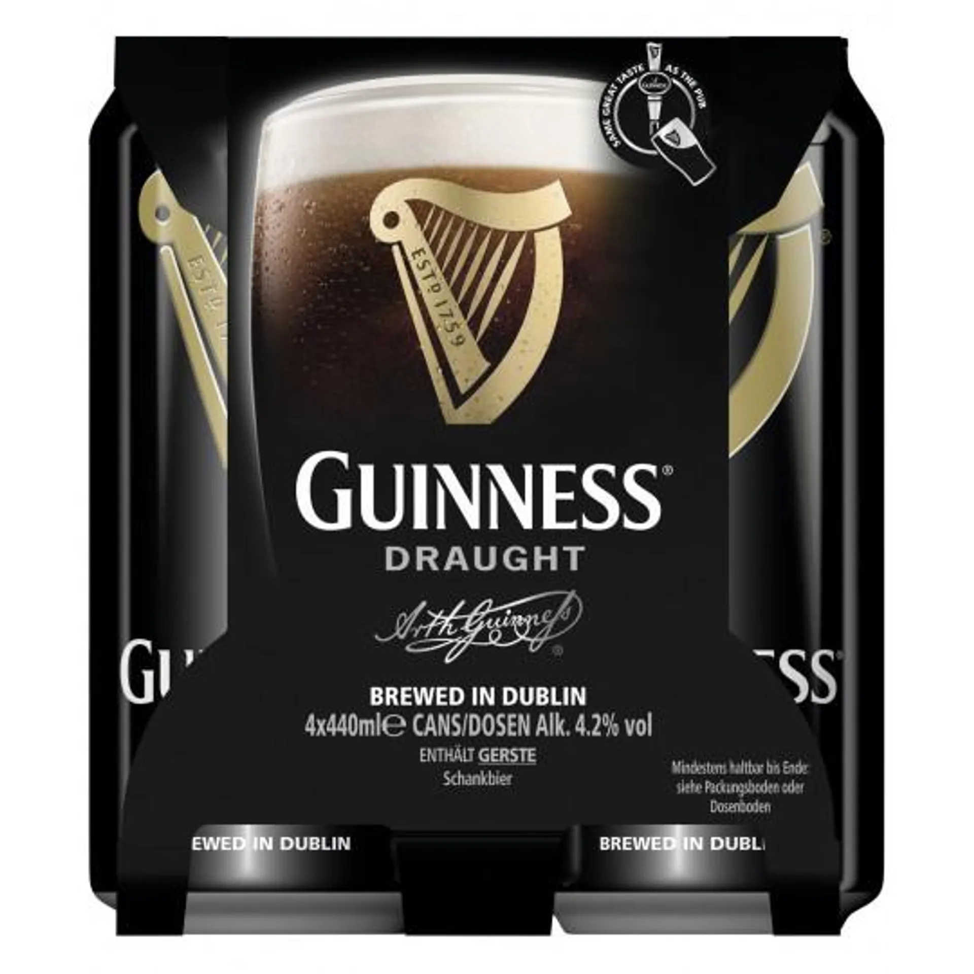 Guinness Draught mit Floating Widget Dose 4x 0,44L