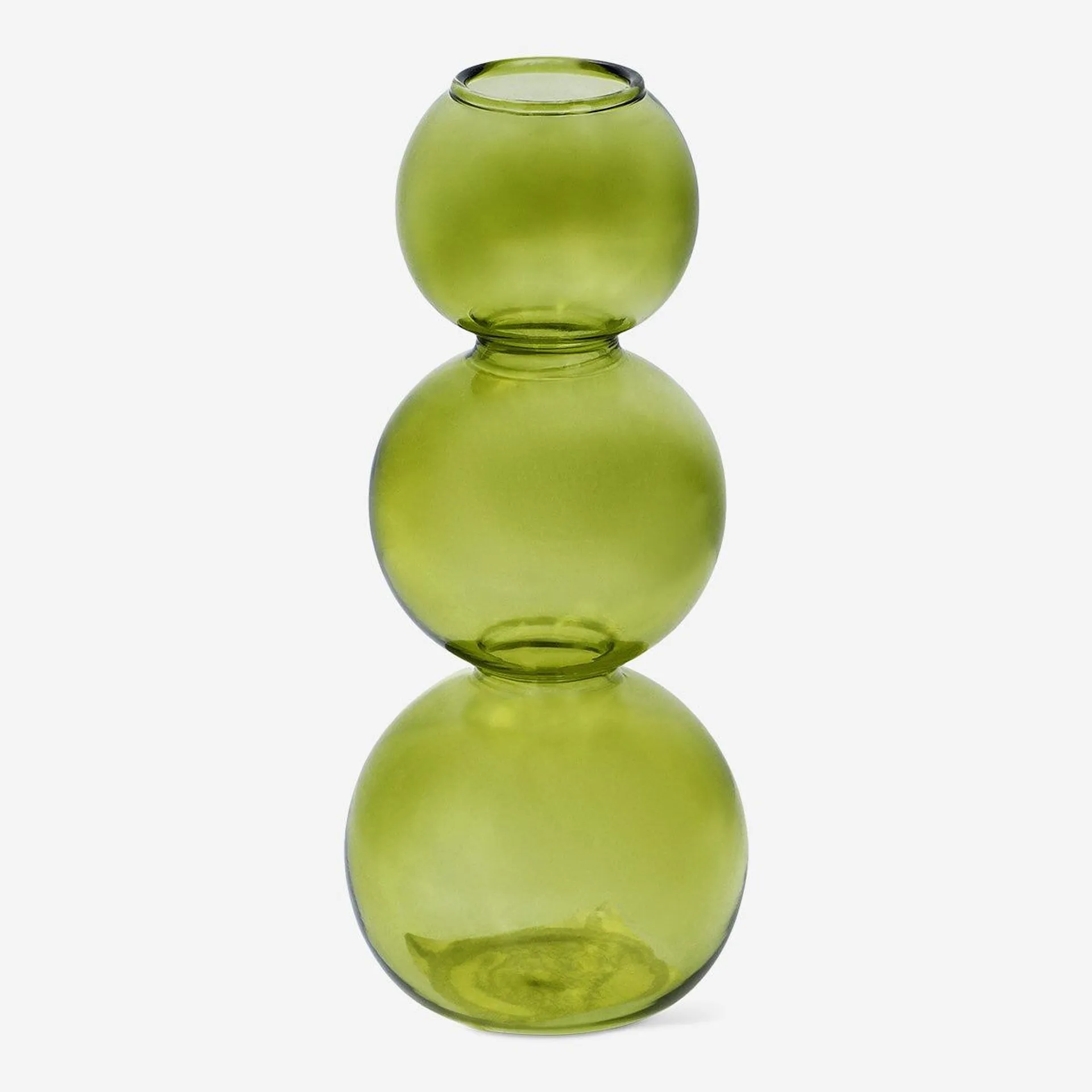 Green bubble shaped glass vase