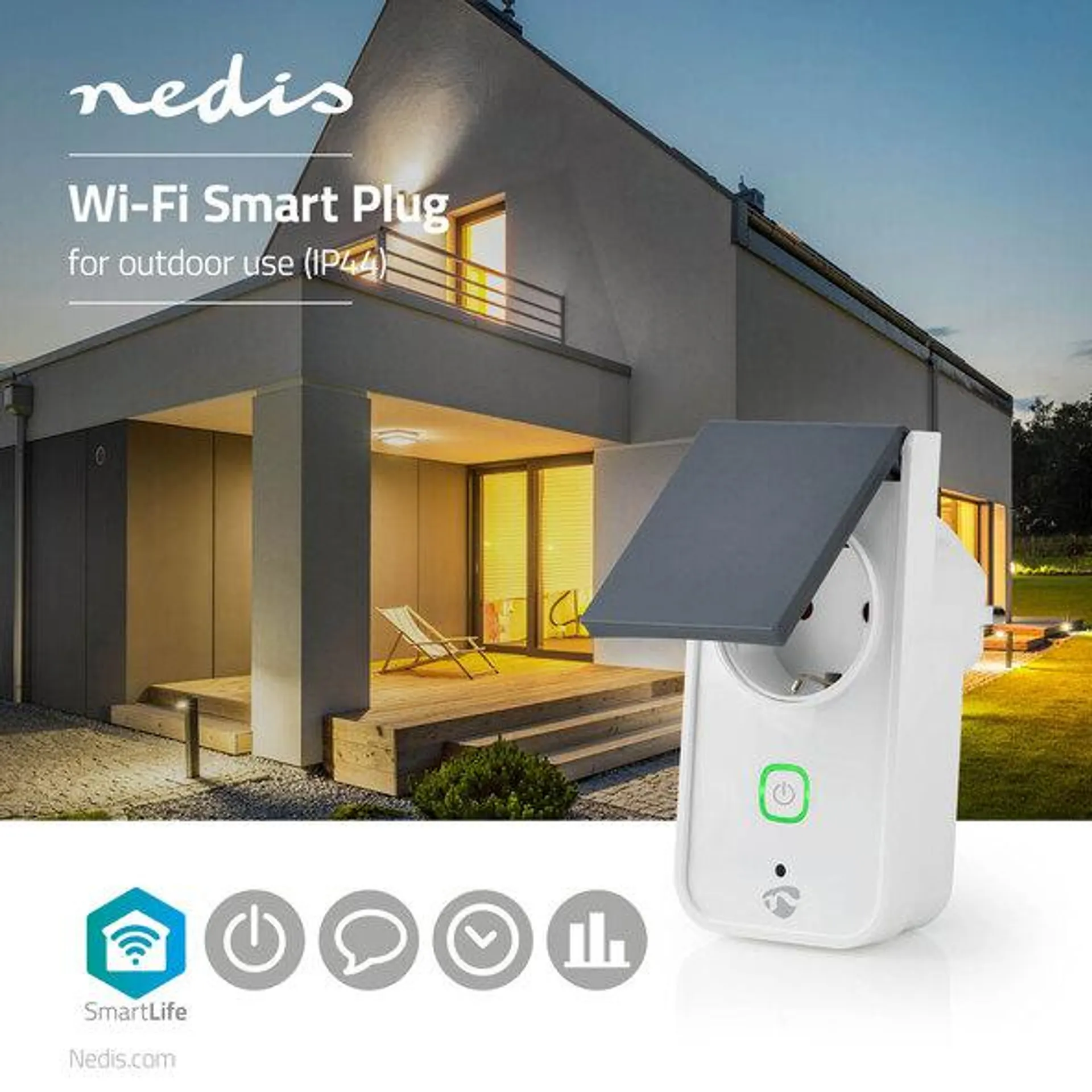 Outdoor Stecker mit Schalter IP44 WIFIPO120FWT, SmartLife