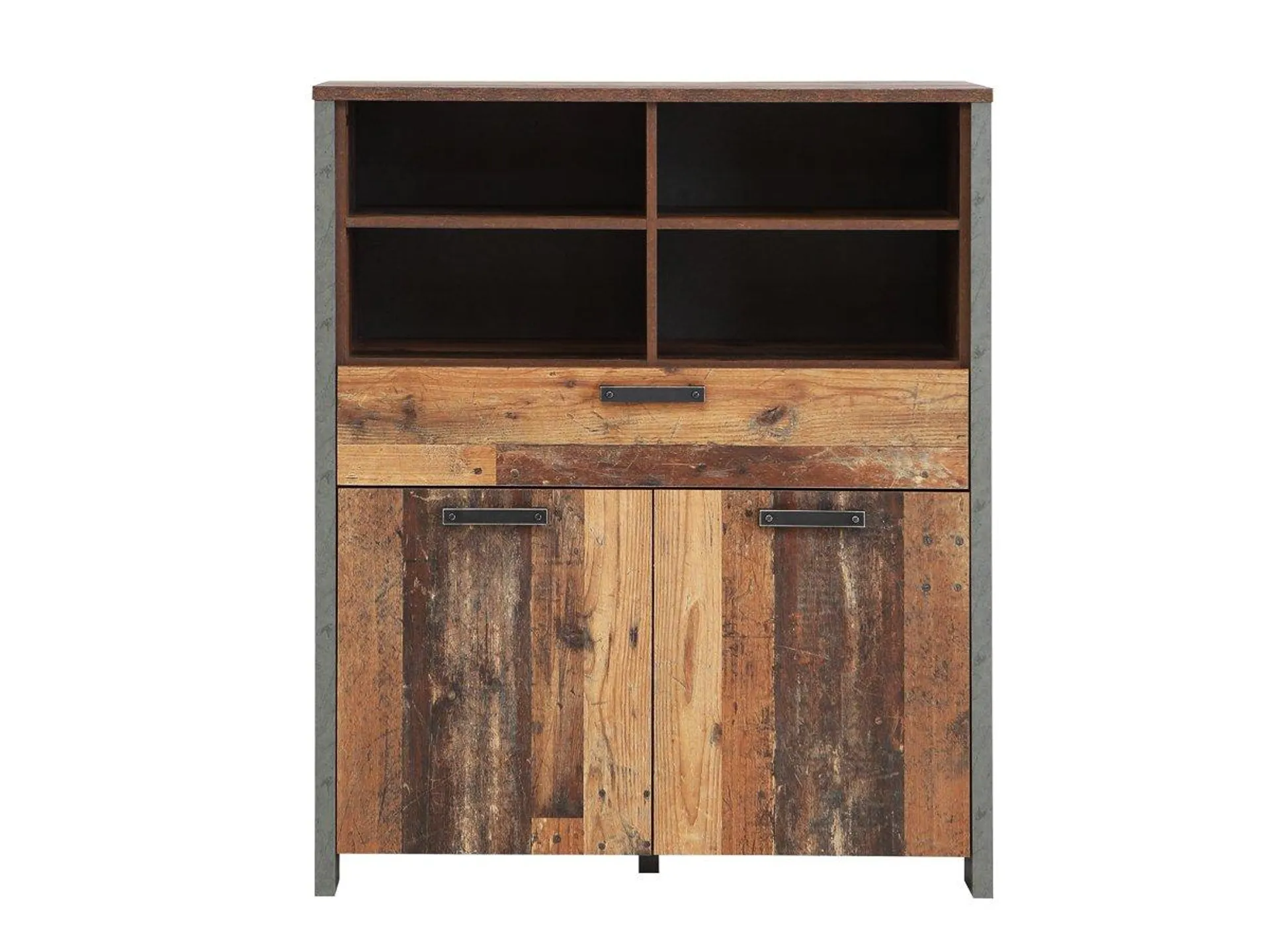 Highboard mit 1 Schublade Old Wood Vintage - Beton - grau 107 cm - CLIF