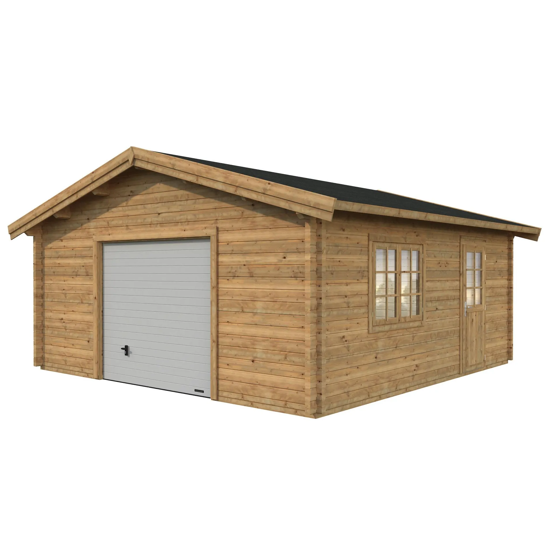 Blockbohlen-Garage, BxT: 540 x 540 cm (Außenmaße), Holz