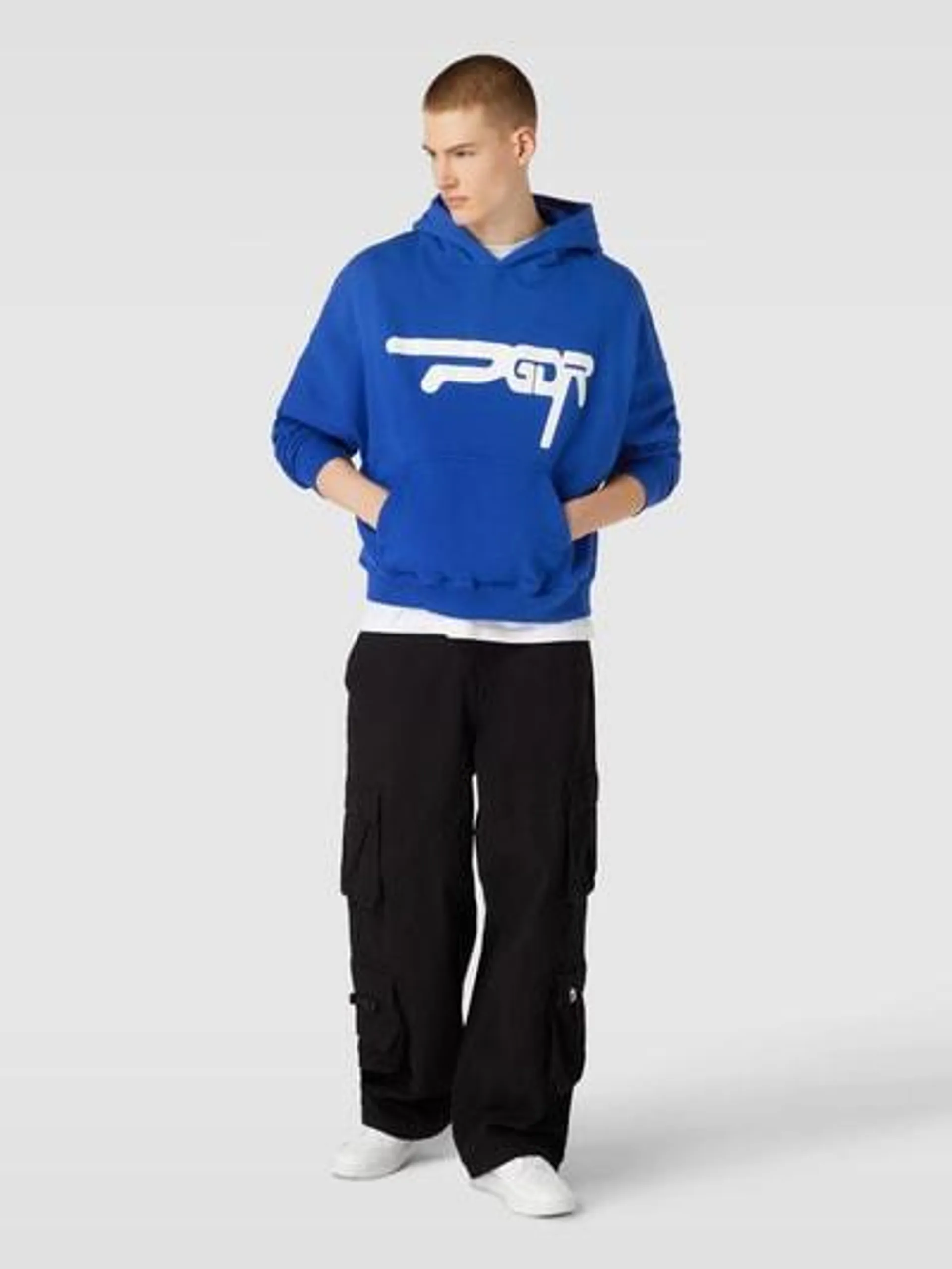 Oversized Hoodie mit Label-Print Modell 'ZERO' in royal