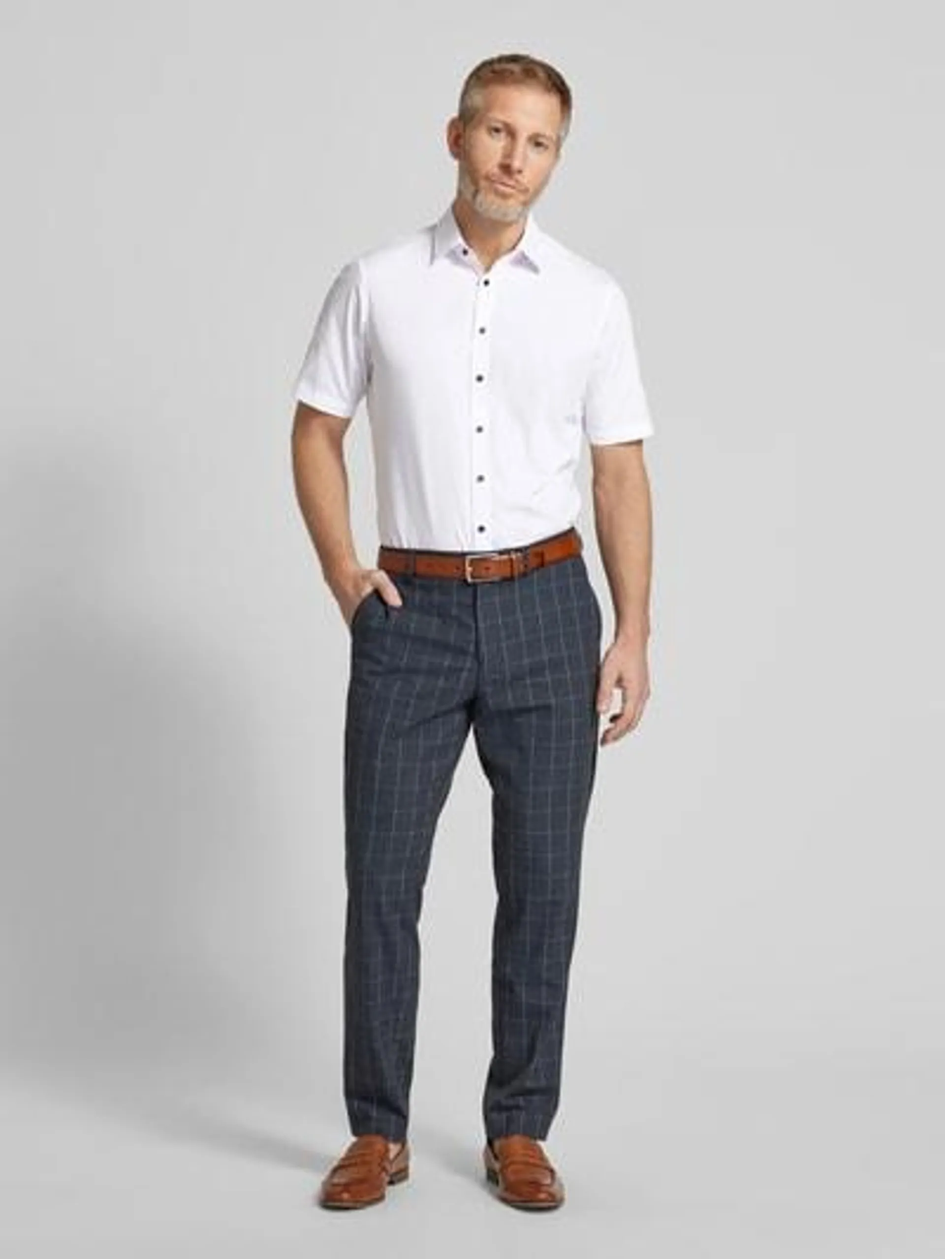 Slim Fit Business-Hemd mit 1/2-Arm in weiss