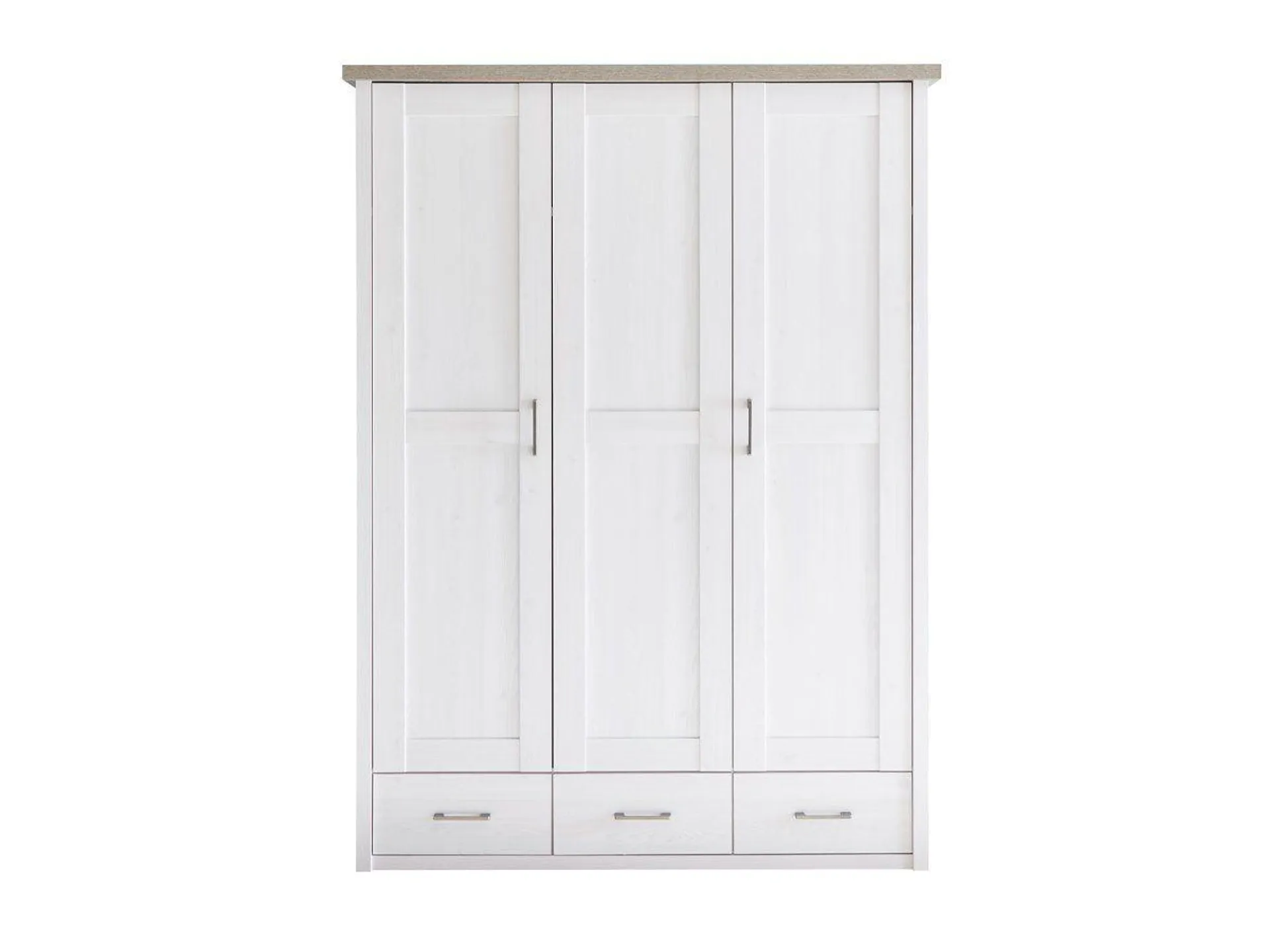 Kleiderschrank Pinie weiß - Trüffel - 148 cm - Landhaus LUCA