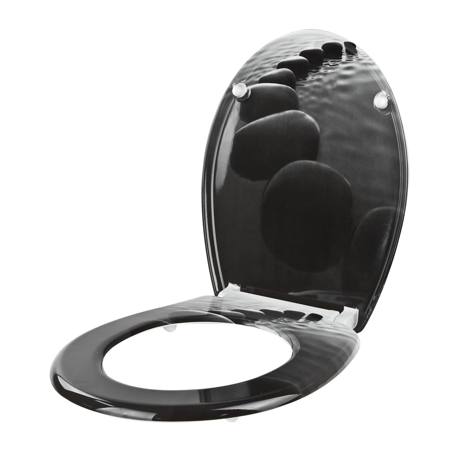 WC-Sitz mit Absenkautomatik Toilettensitz Motivoptik Black Stone