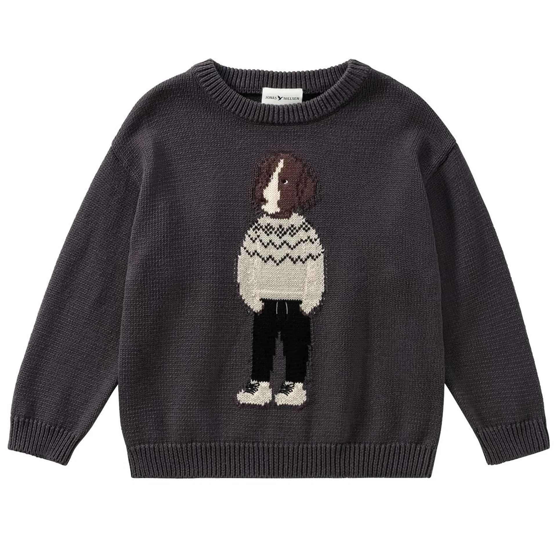 Jungen Strickpullover mit Hunde-Motiv