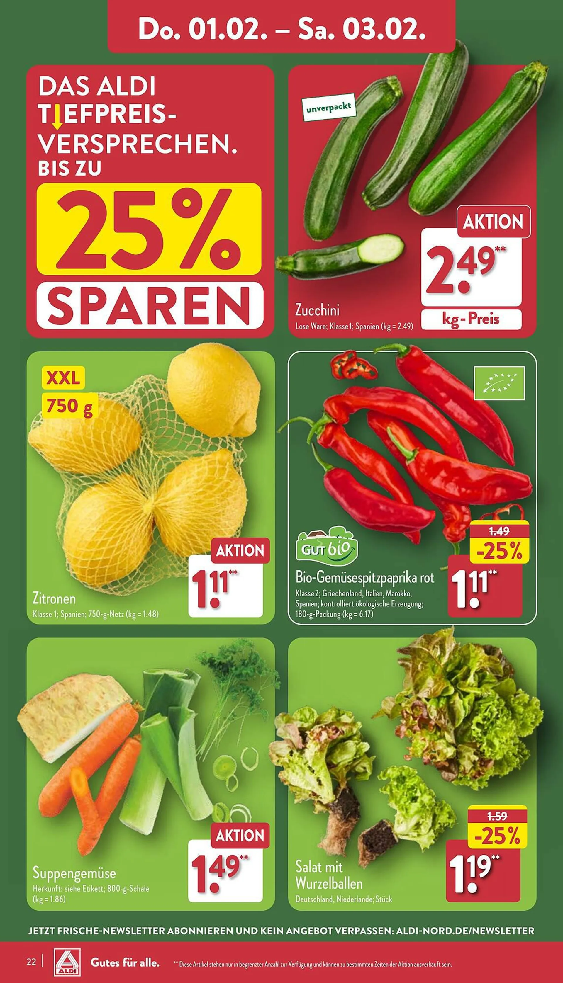 Aldi Nord Prospekt von 29. Januar bis 3. Februar 2024 - Prospekt seite 22