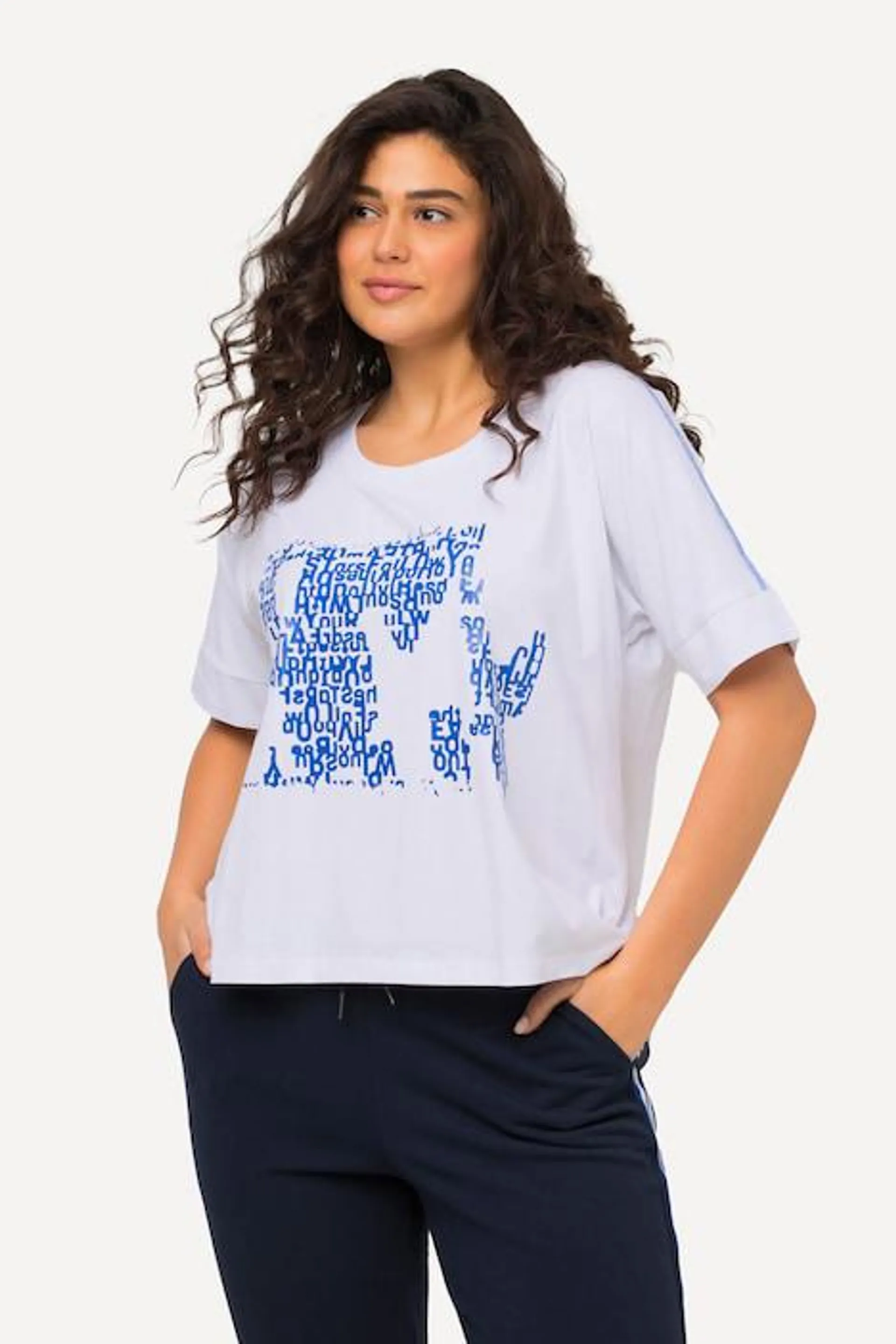 T-Shirt, Buchstaben, Oversized, Rundhals, Halbarm