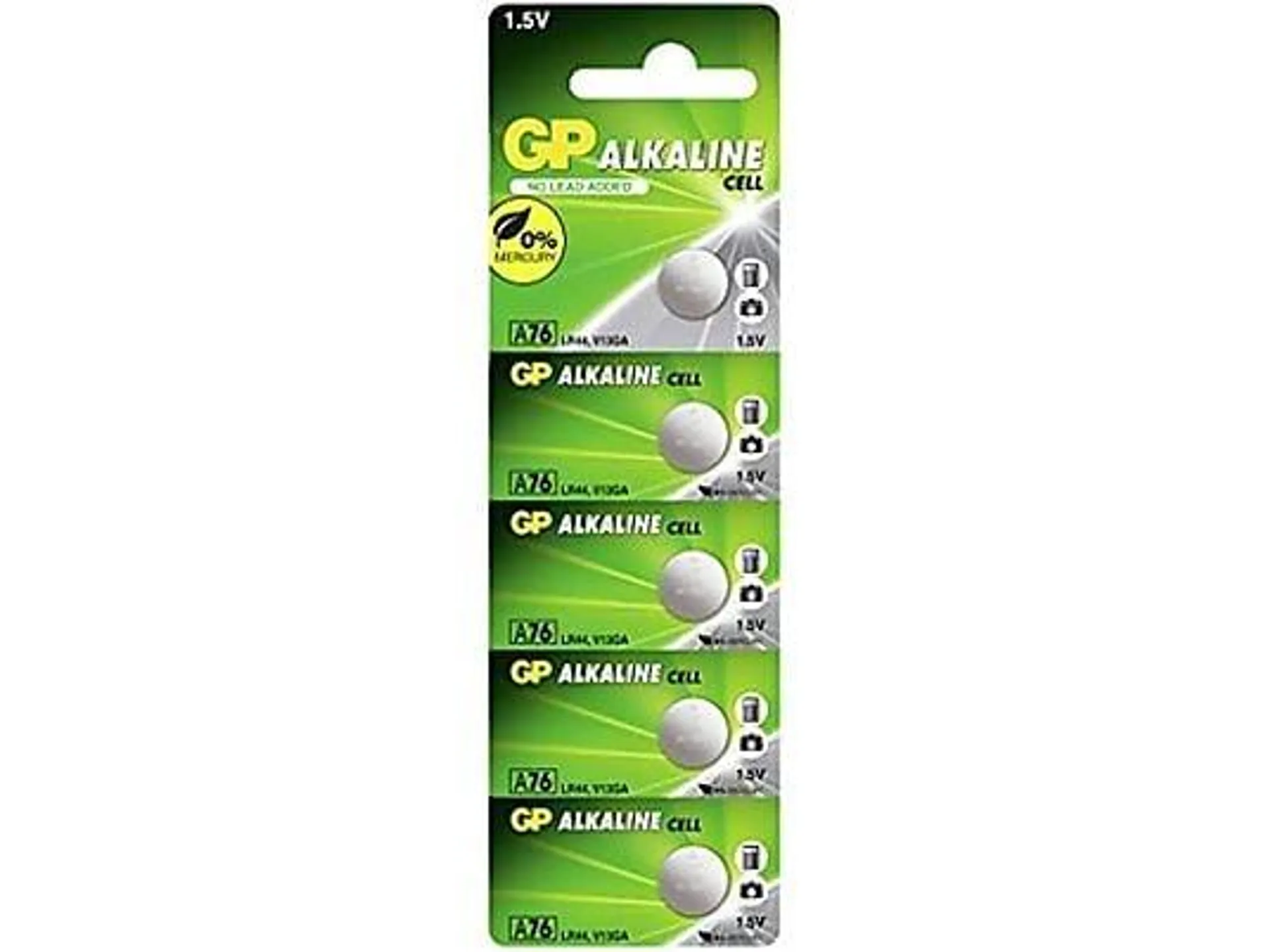 GDP Knopfzelle LR44, Alkaline, 1,5 V-, 10 Stück Alkaline Knopfzelle, 1.5 Volt, 110 Milliampere-Stunden