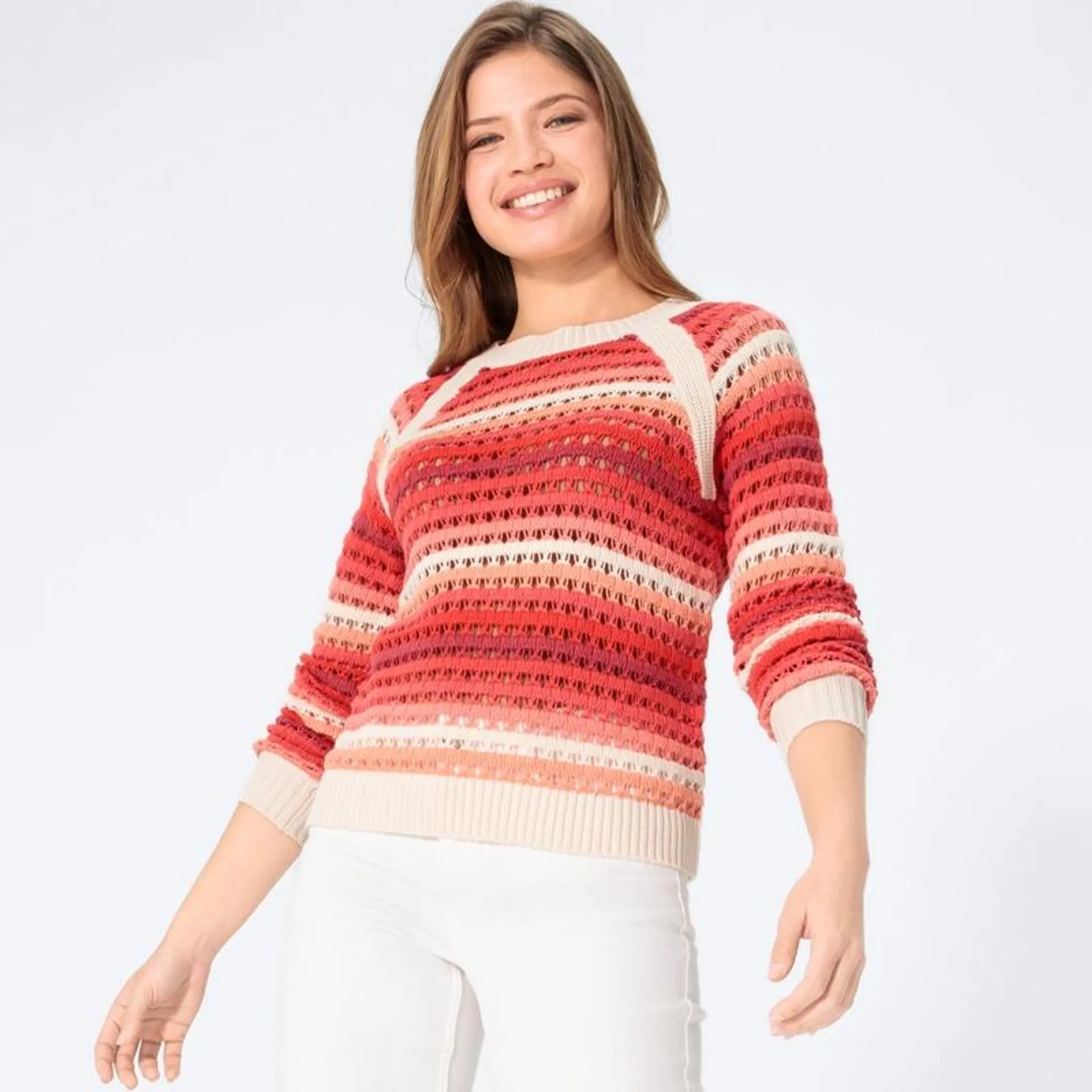 Damen-Pullover mit Ajour-Muster