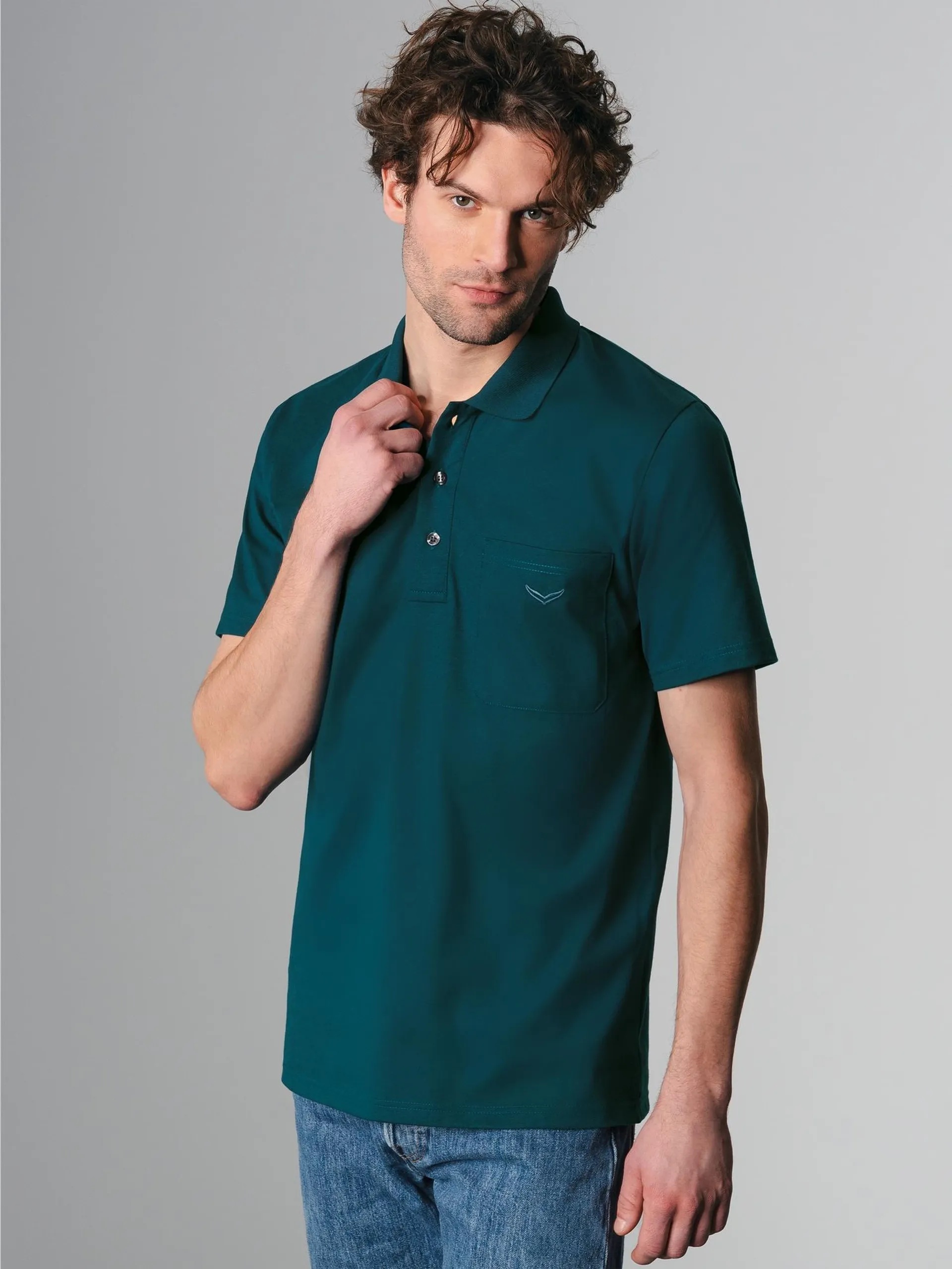 Poloshirt aus Single-Jersey Saphir