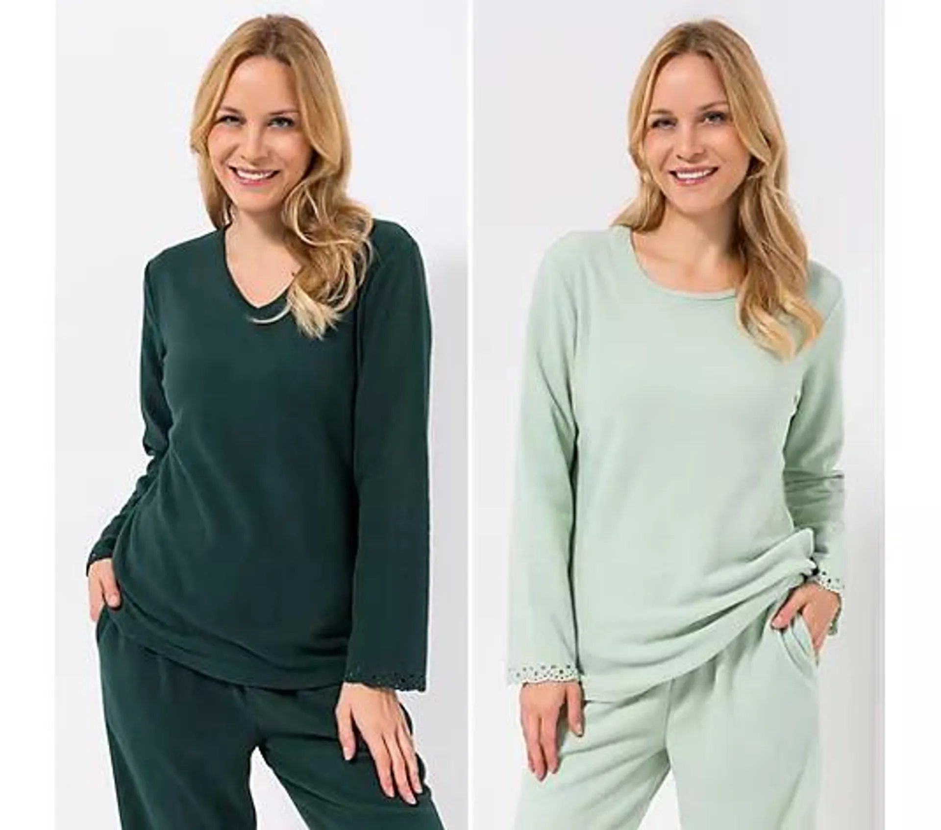 POLARSTERN HOMEWEAR 2 Shirts, 1/1-Arm Mikrofaser Fleece Cut-Out-Details am Ärmel