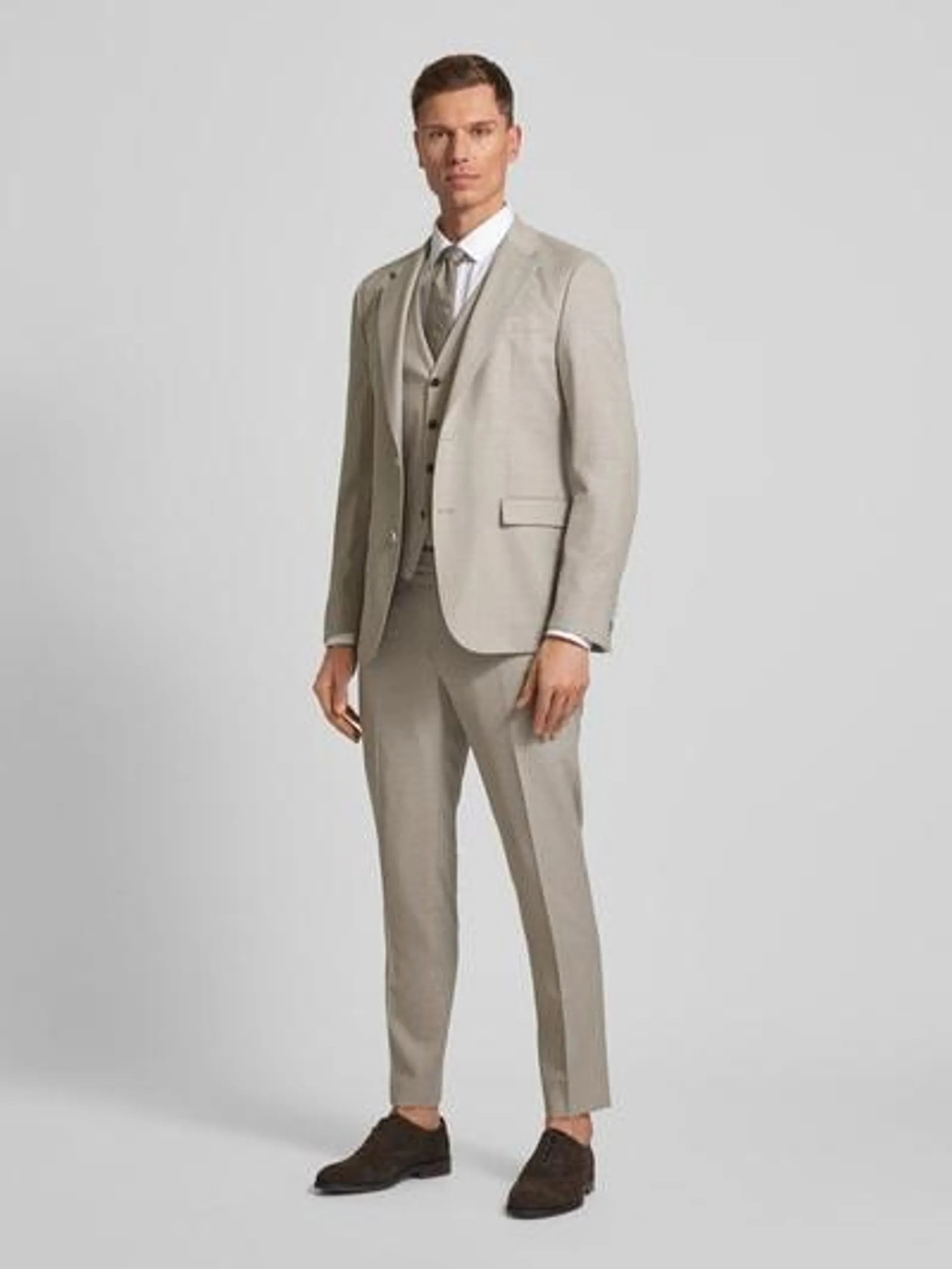 Slim Fit Anzughose mit Bügelfalten in beige