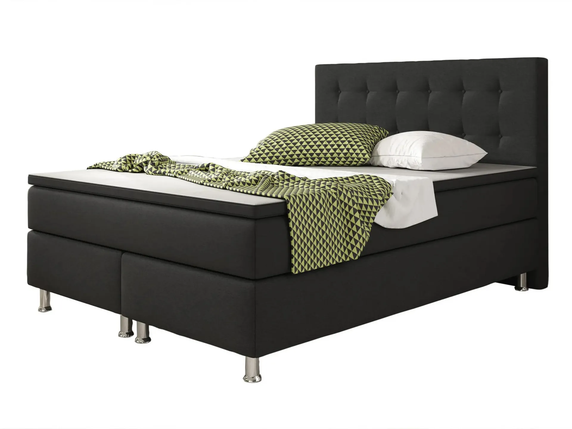 Boxspringbett - schwarz - mit Topper - H3 - 140x200 cm