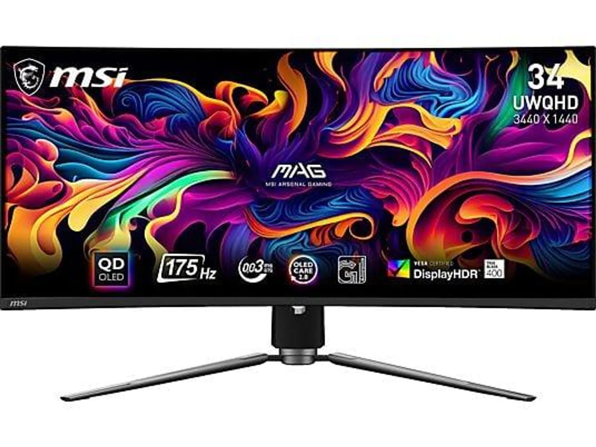 MSI MAG 341CQPDE QD-OLED 34 Zoll UWQHD Gaming Monitor (0,03 ms Reaktionszeit, 175 Hz)