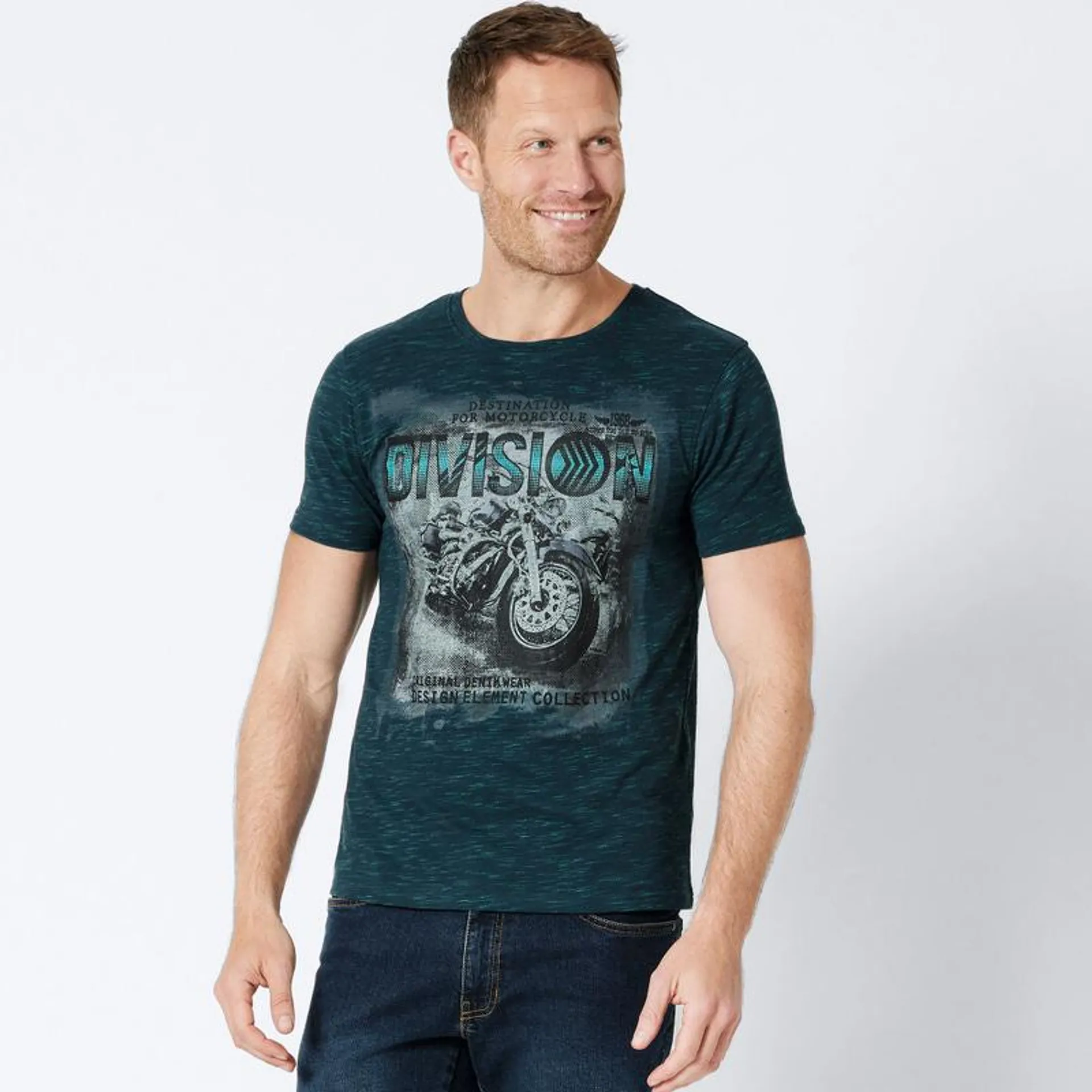 Herren-T-Shirt mit Motorrad-Frontaufdruck