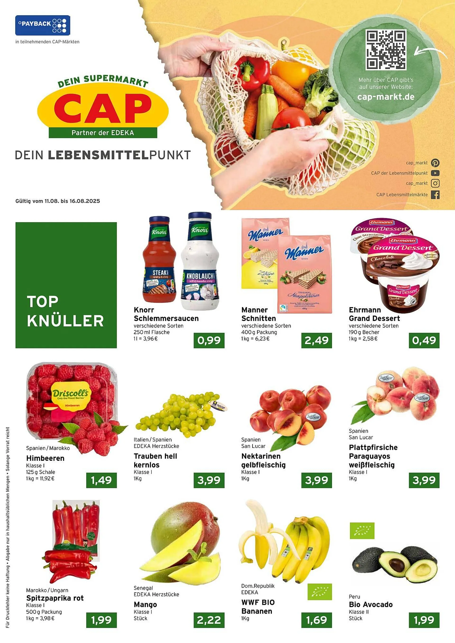 CAP Markt Prospekt von 11. August bis 16. August 2025 - Prospekt seite 1