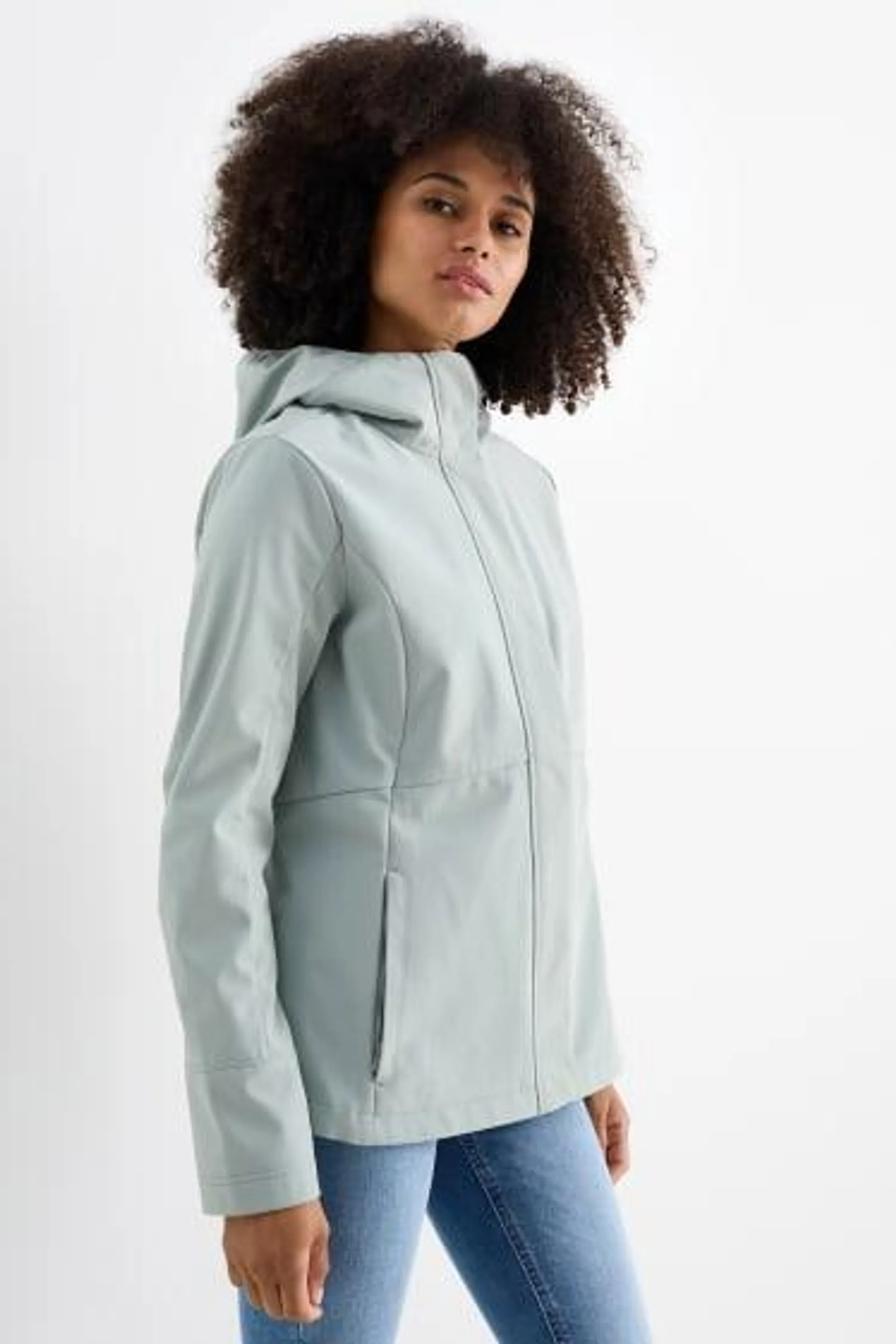 Softshell jacket with hood - water-repellent - 4-Way Stretch