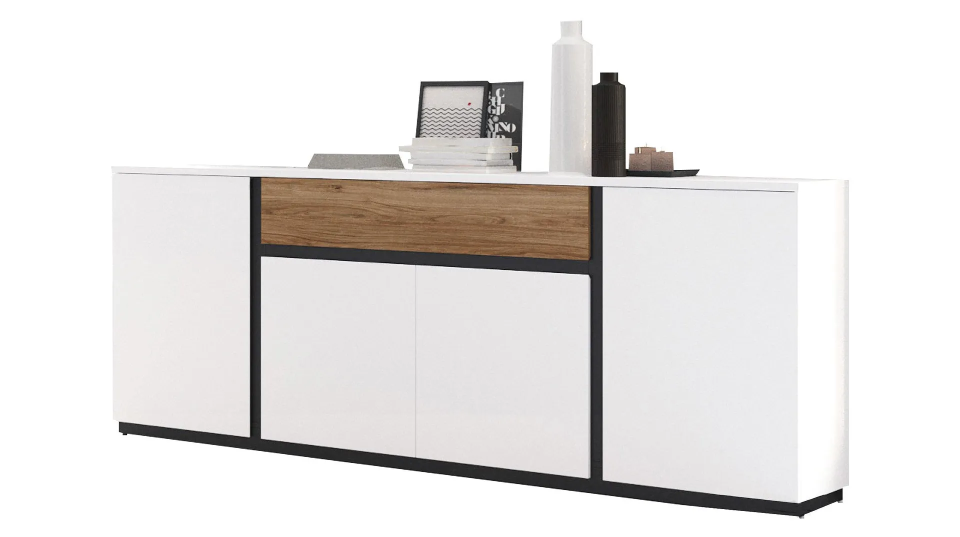 Sideboard alpinweiß - Catania Eiche 209 cm - NOVENA