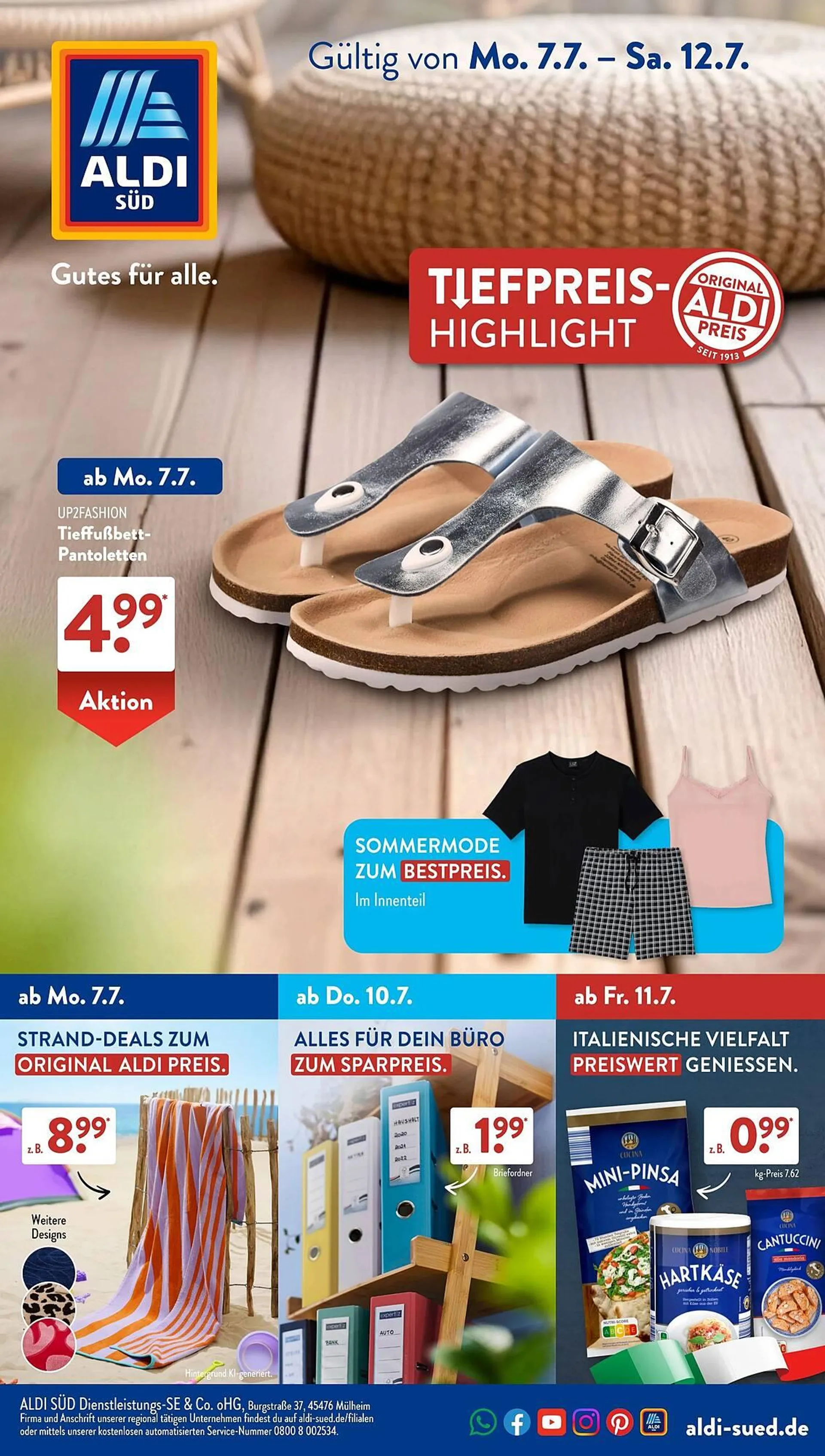 Aldi Süd Prospekt von 7. Juli bis 13. Juli 2025 - Prospekt seite 1