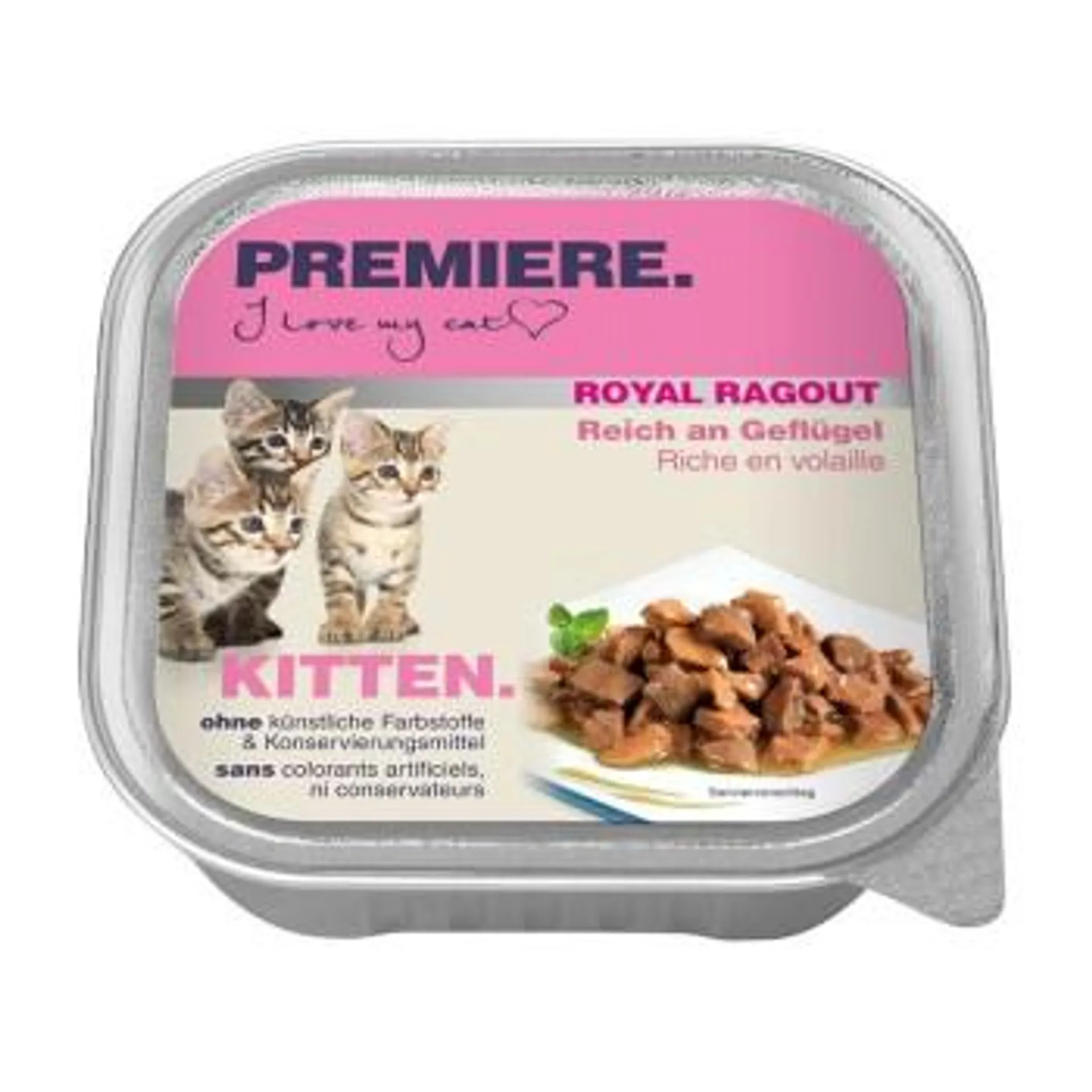 PREMIERE Royal Ragout Kitten Reich an Geflügel 16x100 g