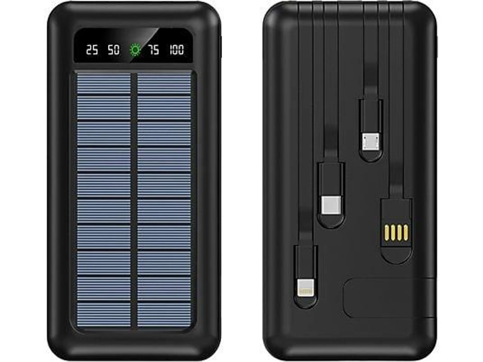 KINSI ym519 4-in-1 Solar-Ladegerät Powerbank 30000 mAh Schwarz