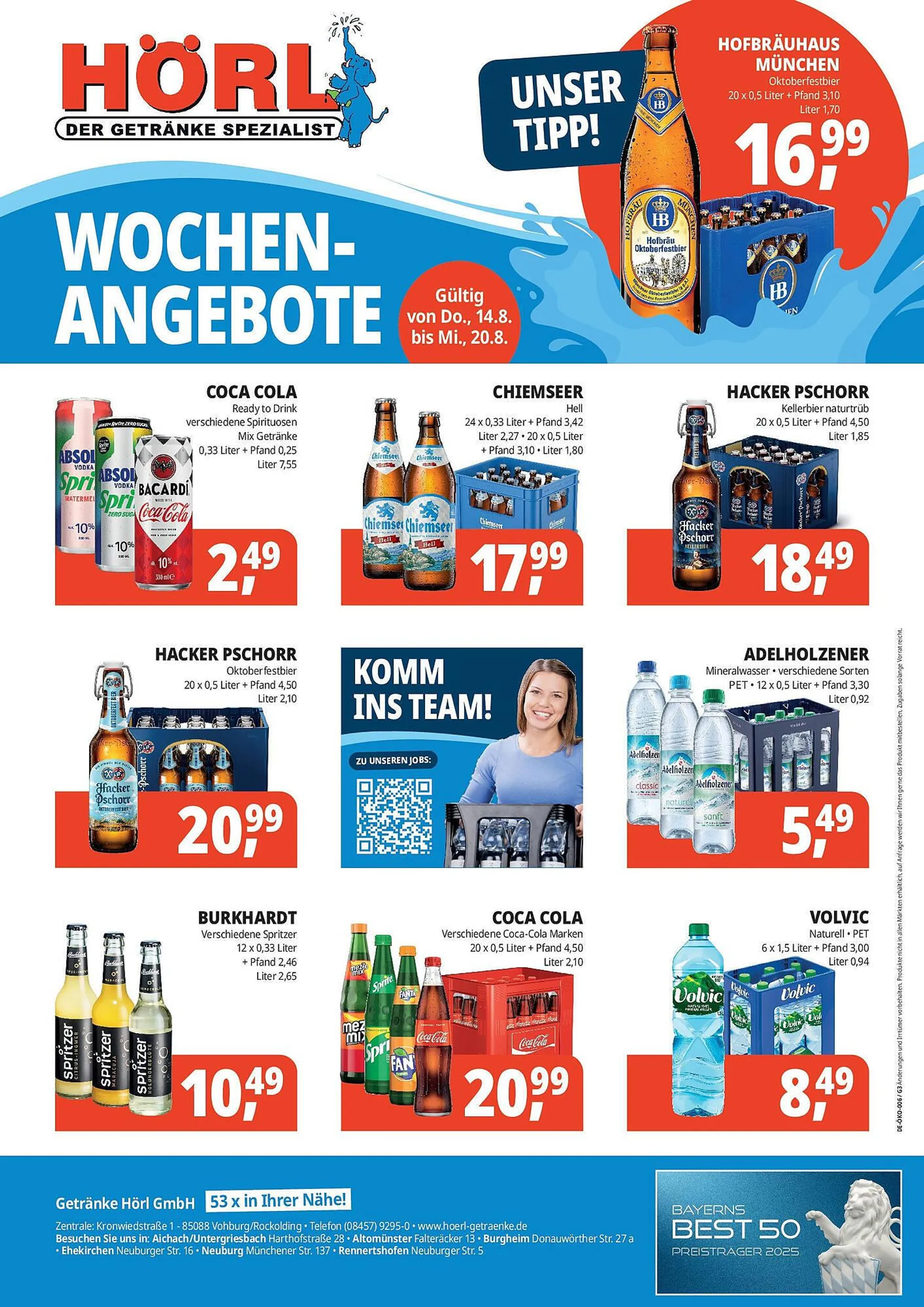 Hörl Getränke Prospekt von 13. August bis 20. August 2025 - Prospekt seite 1