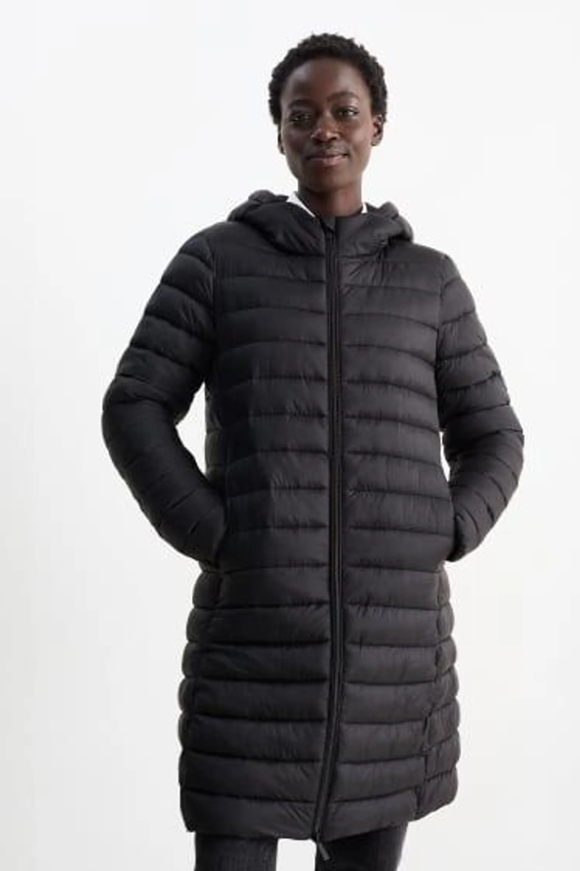 Quilted coat with hood