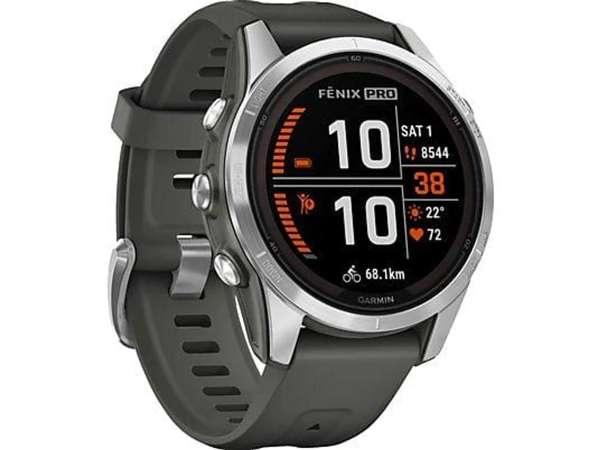 GARMIN FENIX 7 S PRO SOLAR Smartwatch Silikon, 108-182 mm, Graphit/Edelstahl